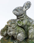 Reconstituted Stone Rabbit and Bunnies Family Garden Ornament, French 20th Century