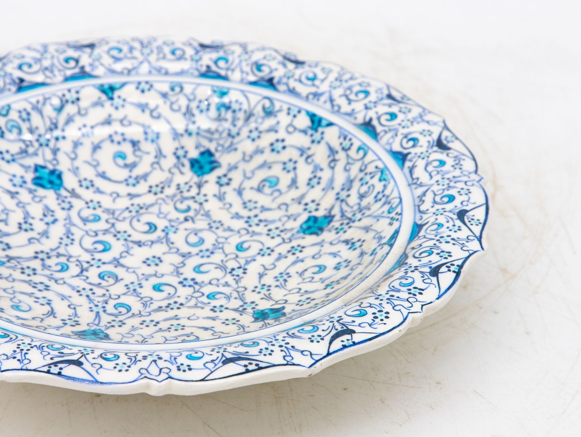 Vintage Iznik Plate in Turquoise, Blue, Cream, Early 20th C. Turkey