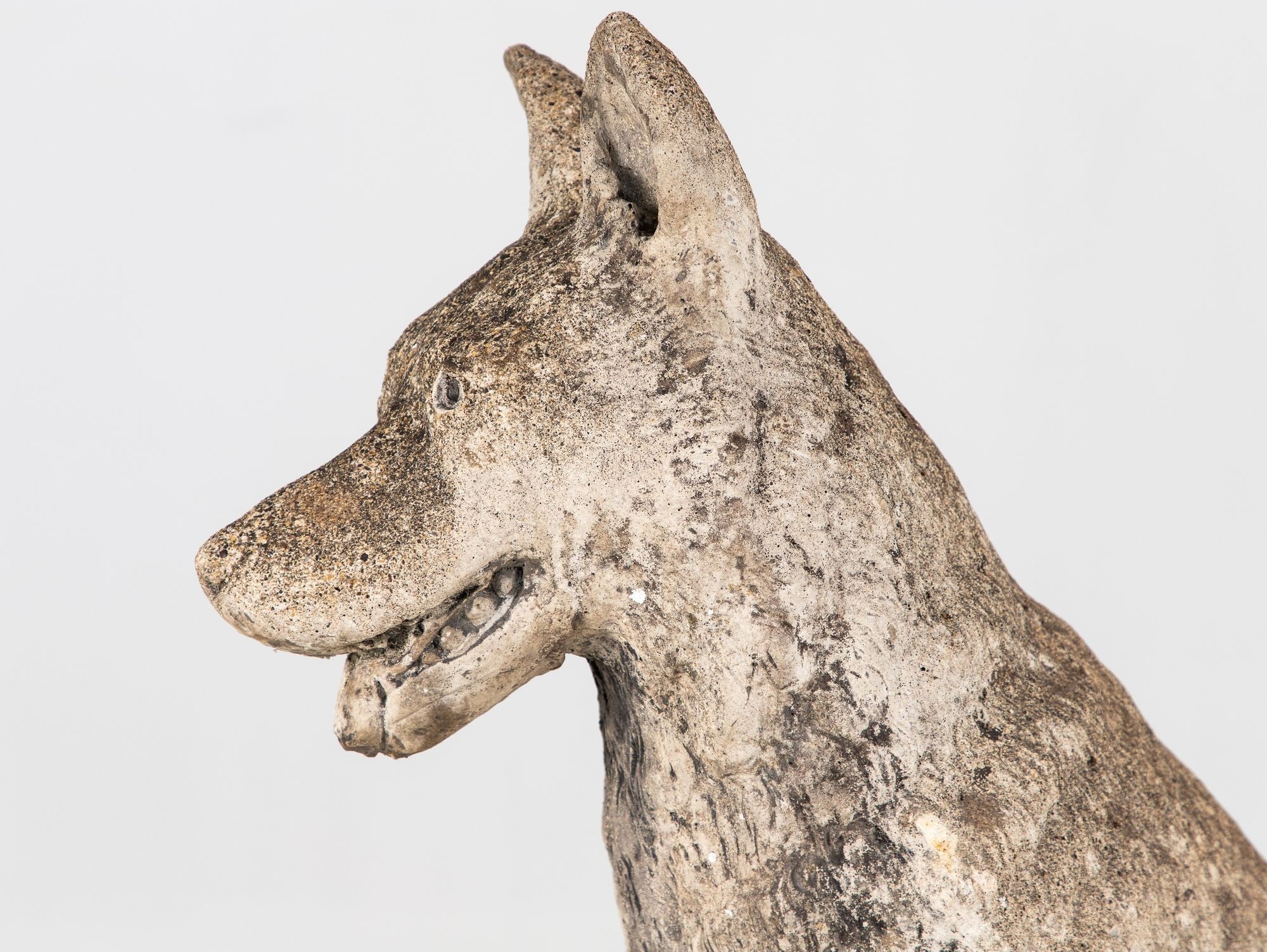 Large Concrete Shepherd Dog Garden Ornament, English mid 20th Century