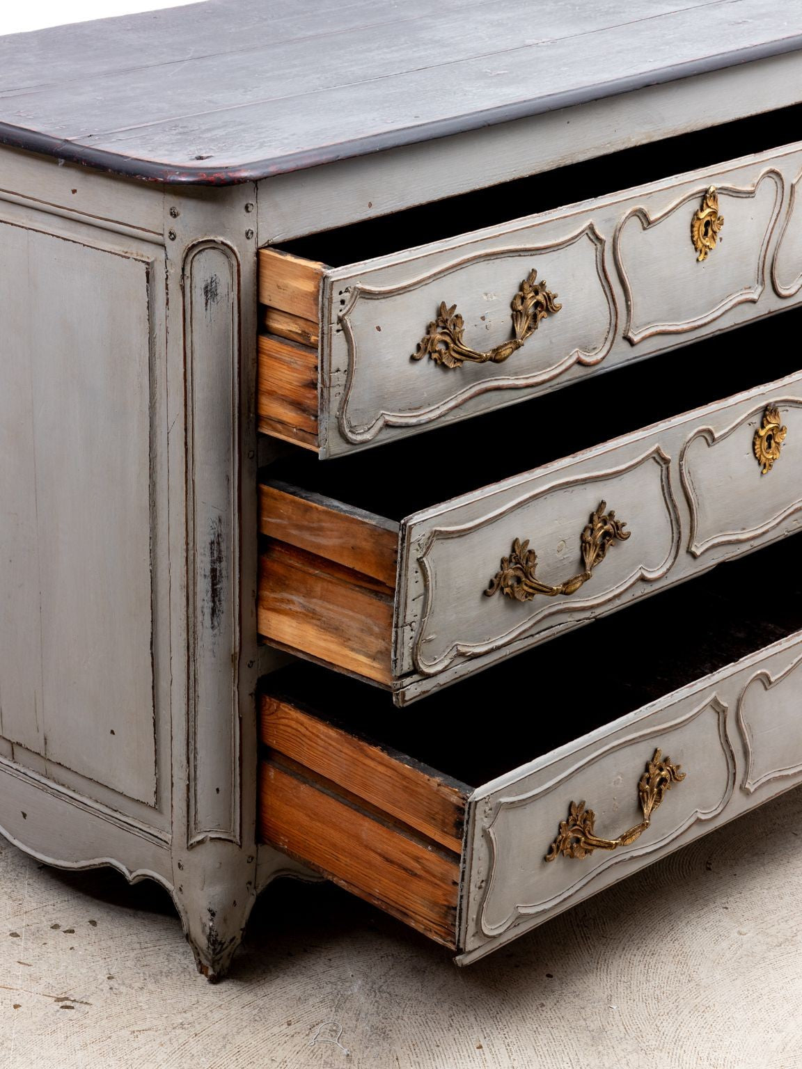 French Louis XIV Style Gray Painted Commode, Late 19th Century
