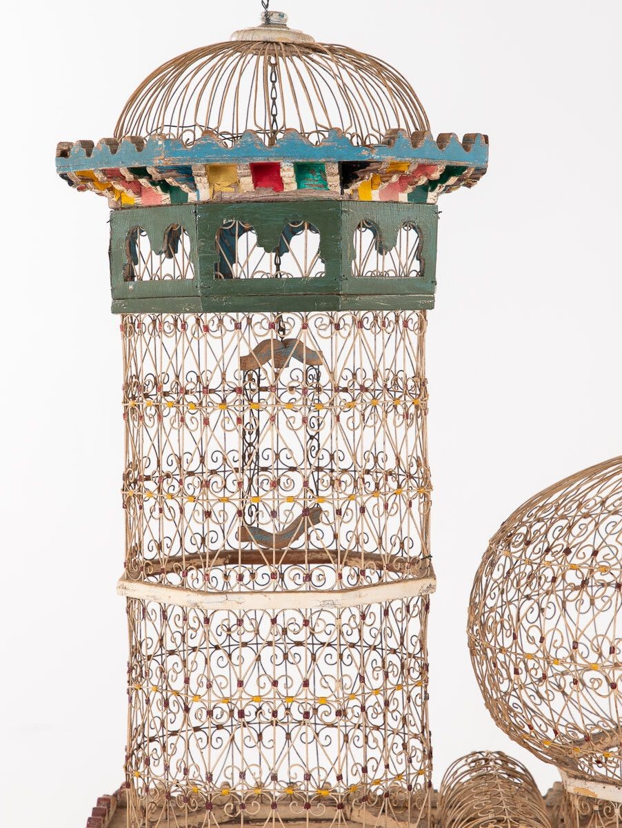 Polychrome Wire Birdcage, French 20th-Century