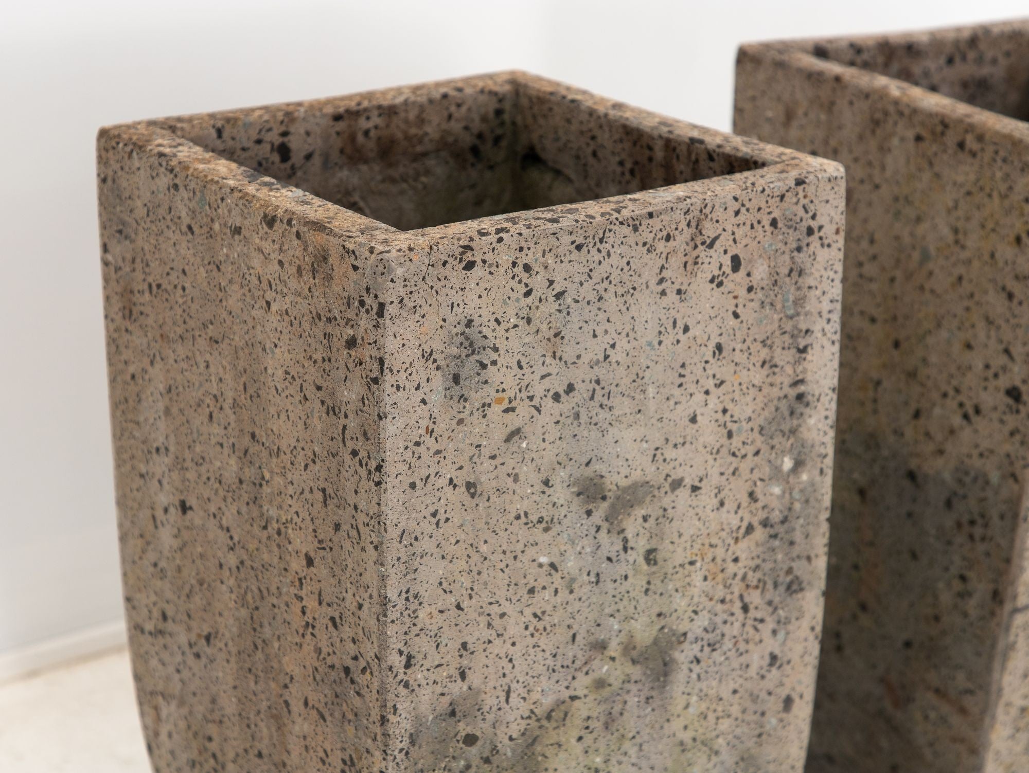 Brutalist Inspired Pair of Mixed Stone Planters, 20th Century