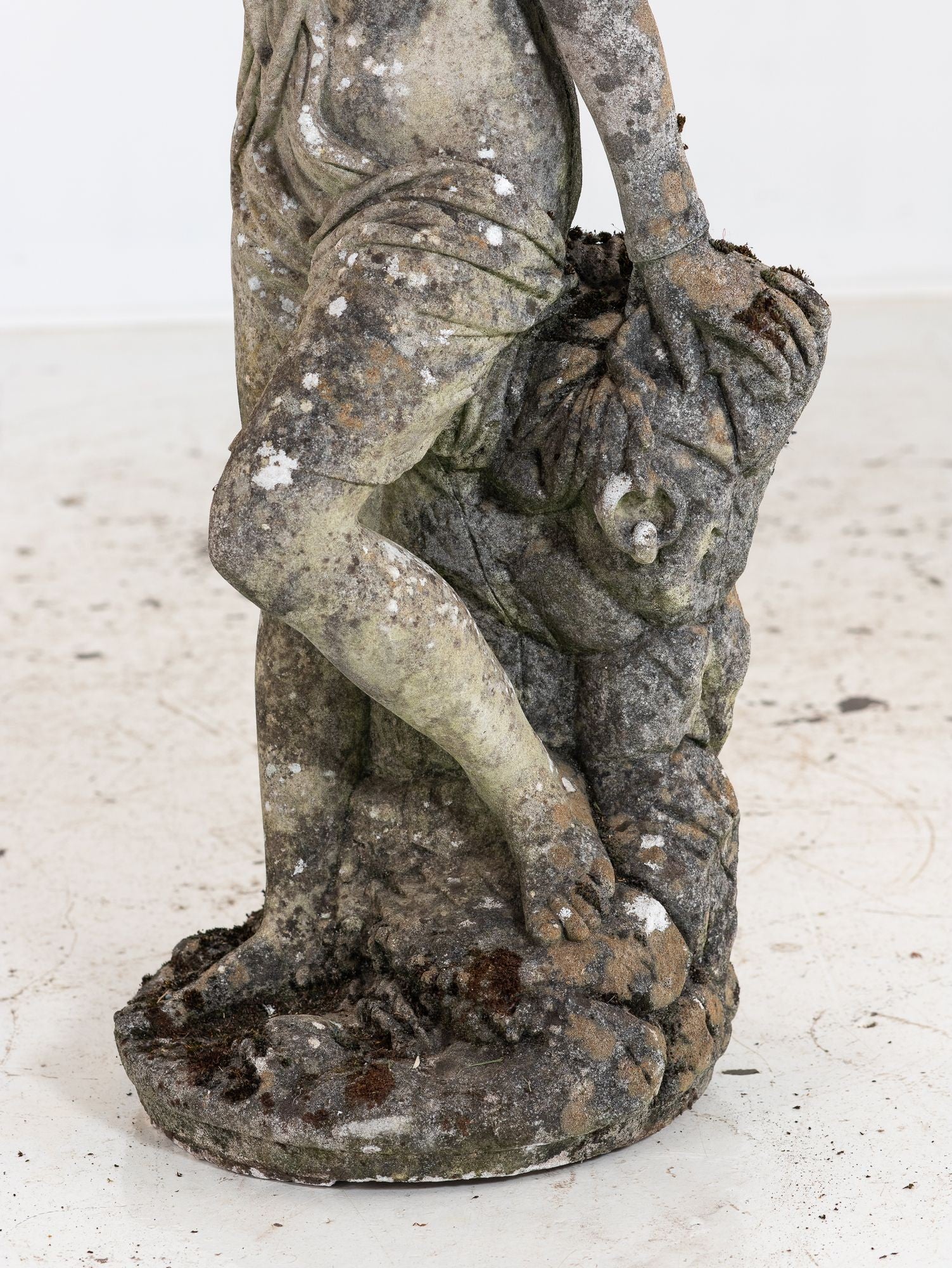 Composite Stone Weathered Garden Statue of Maiden or Goddess, England Mid 20th C.