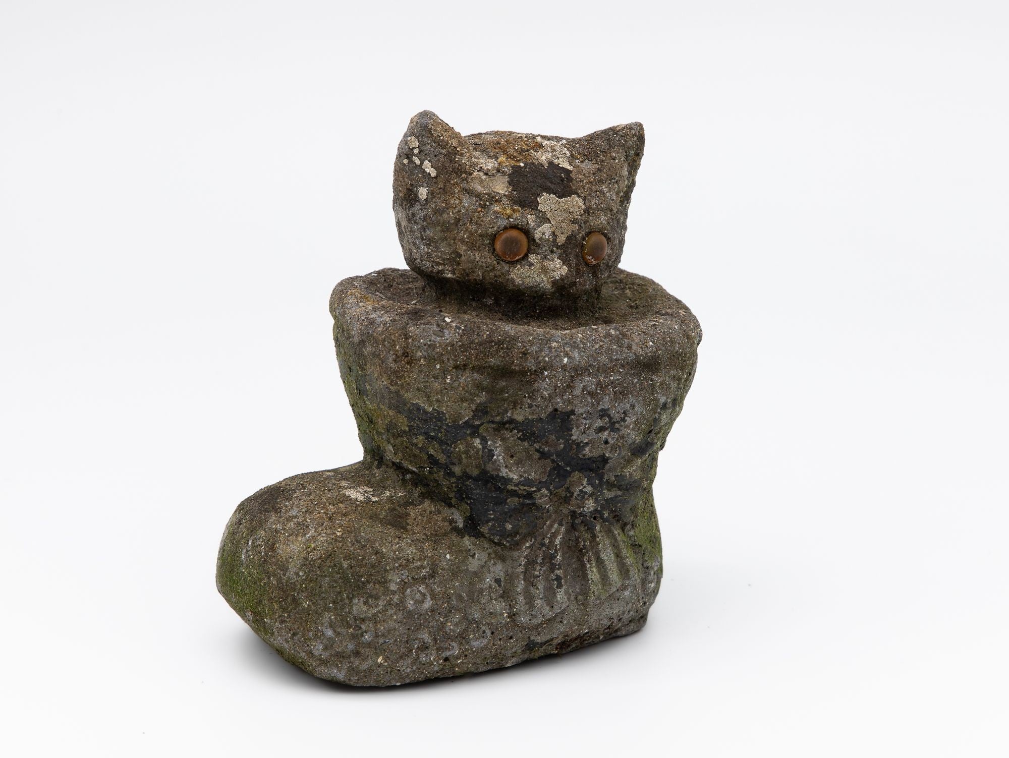 Composite Stone Kitten in Boot Garden Ornament, English 20th Century