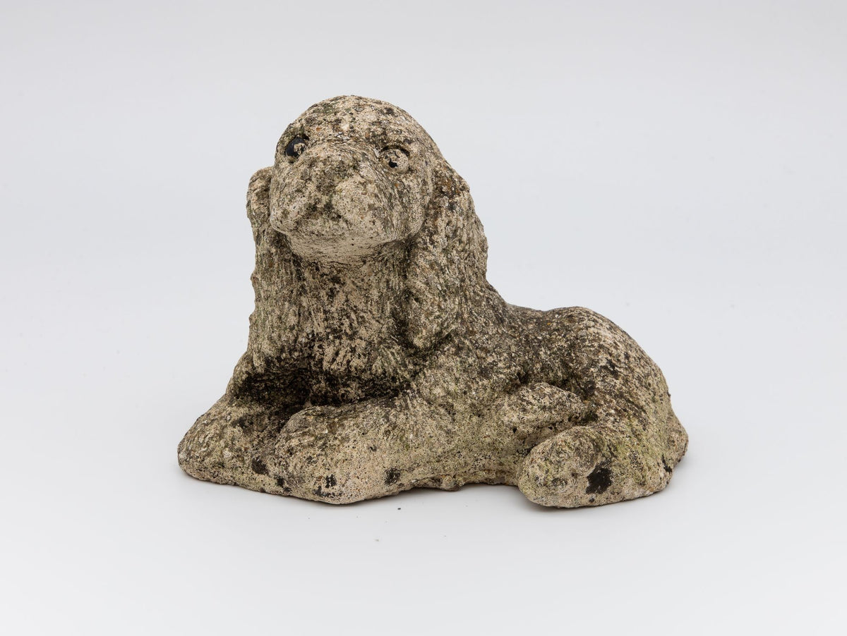 Vintage Reconstituted Stone Puppy or Dog Spaniel Garden Ornament, 20th Century