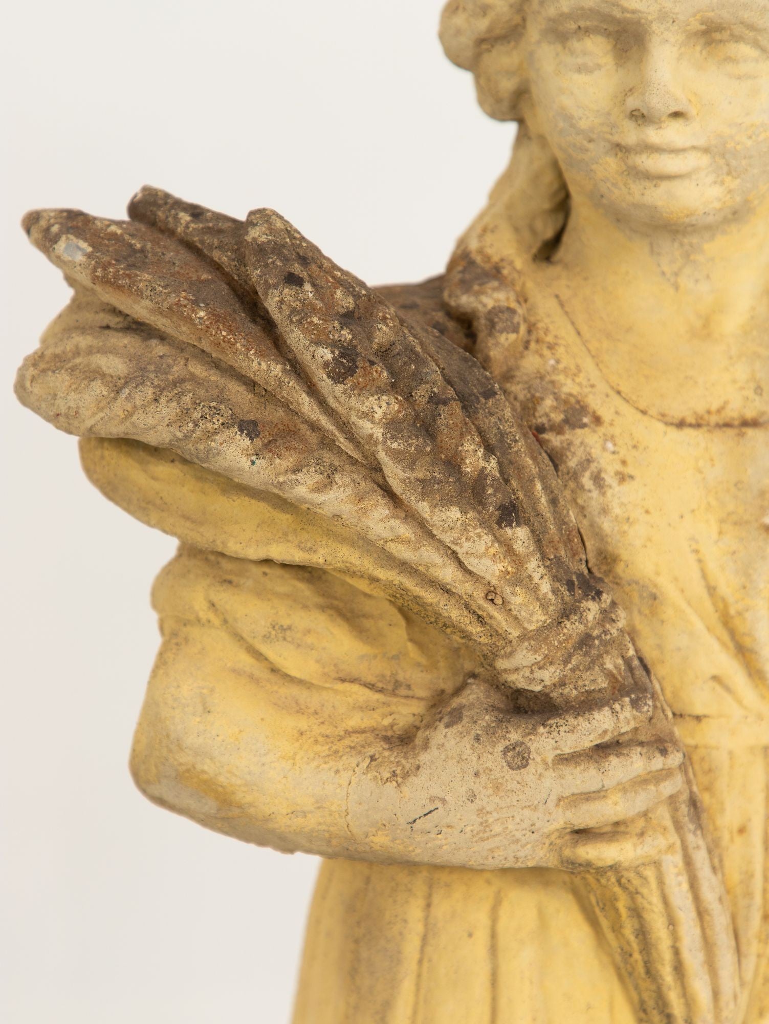 Woman Holding Sheaf of Wheat, Concrete Garden Ornament, England Mid 20th Century