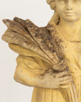 Woman Holding Sheaf of Wheat, Concrete Garden Ornament, England Mid 20th Century