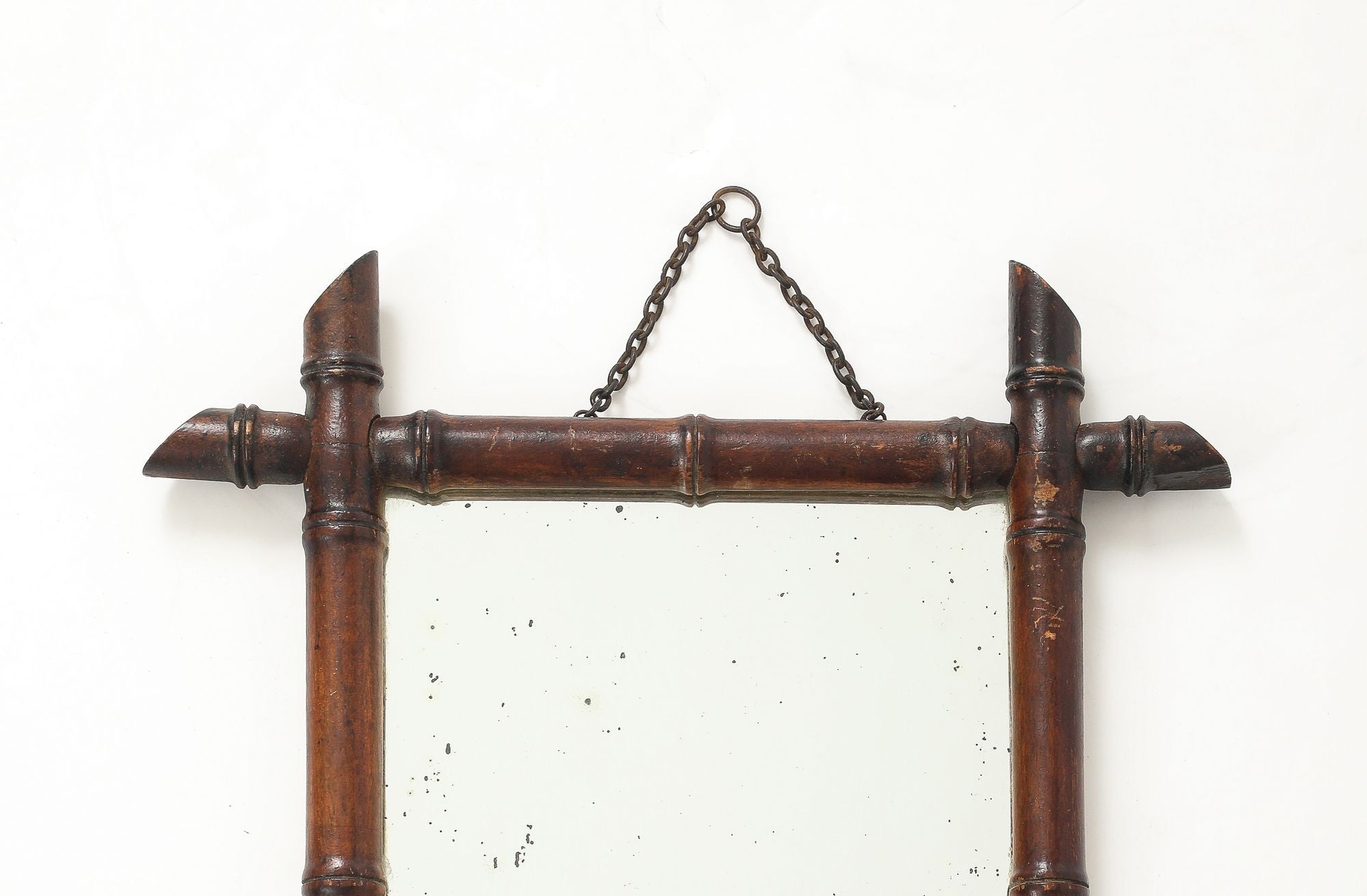 Small Faux Bamboo Carved Frame Mirror, England 1940s