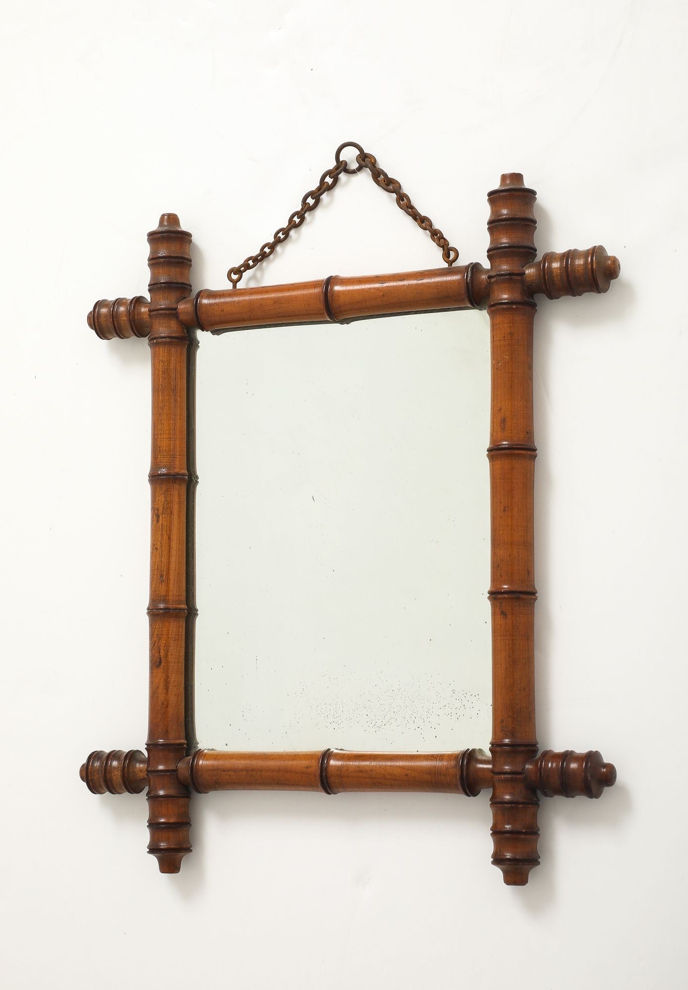 Small Faux Bamboo Carved Frame Mirror, England 1940s