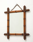 Small Faux Bamboo Carved Frame Mirror, England 1940s
