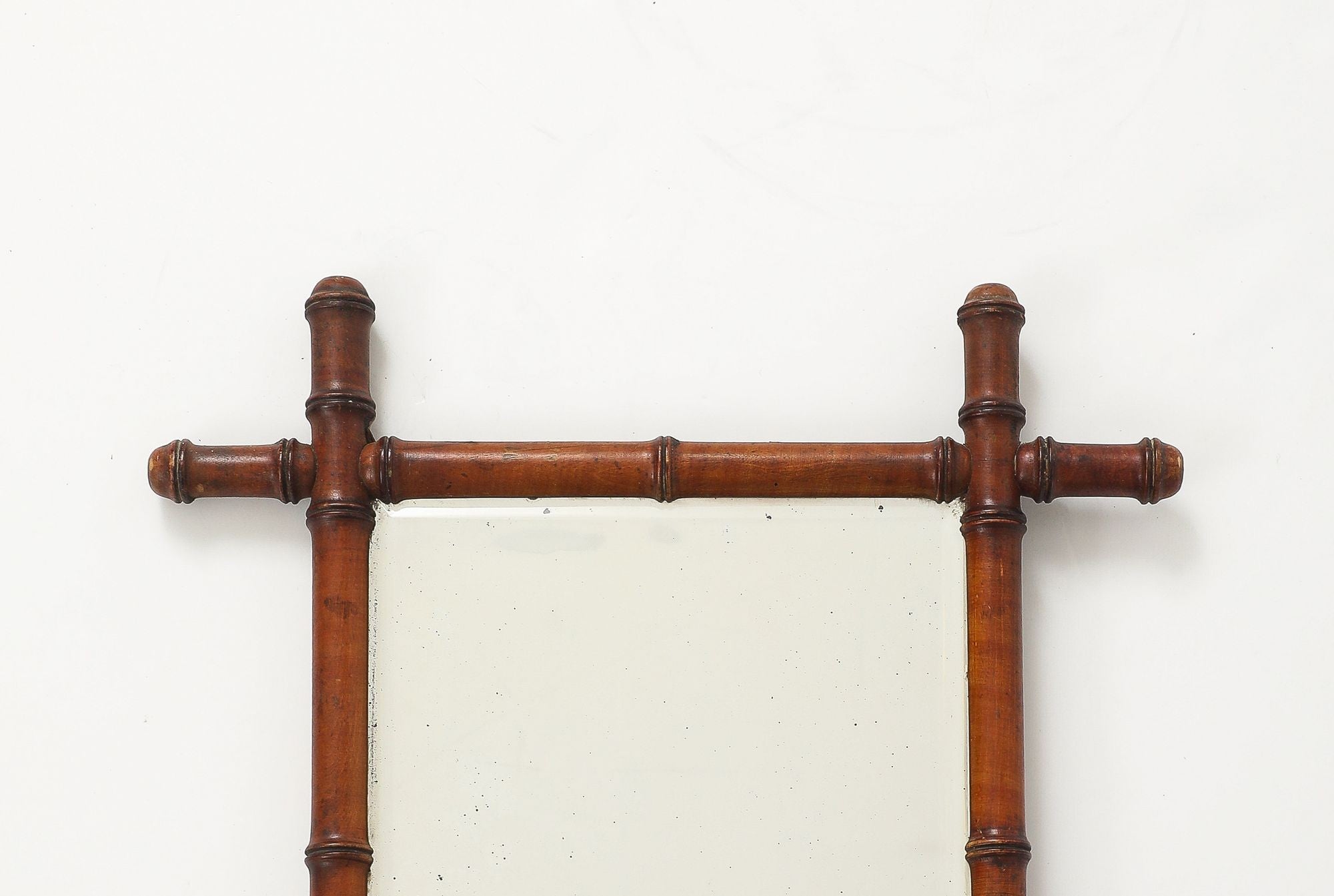 Small Faux Bamboo Carved Frame Mirror, England 1940s