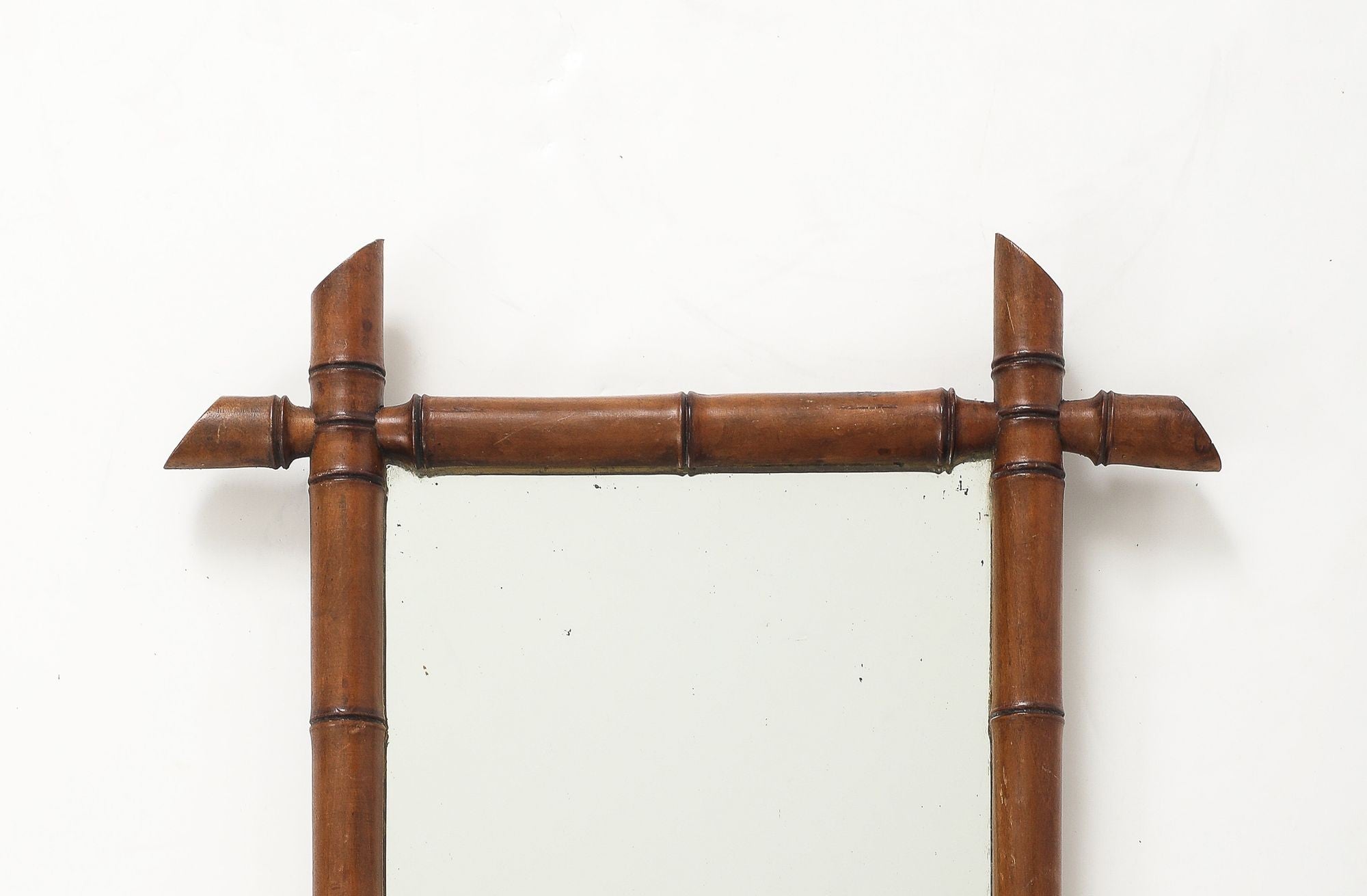 Small Faux Bamboo Carved Frame Mirror, England 1940s