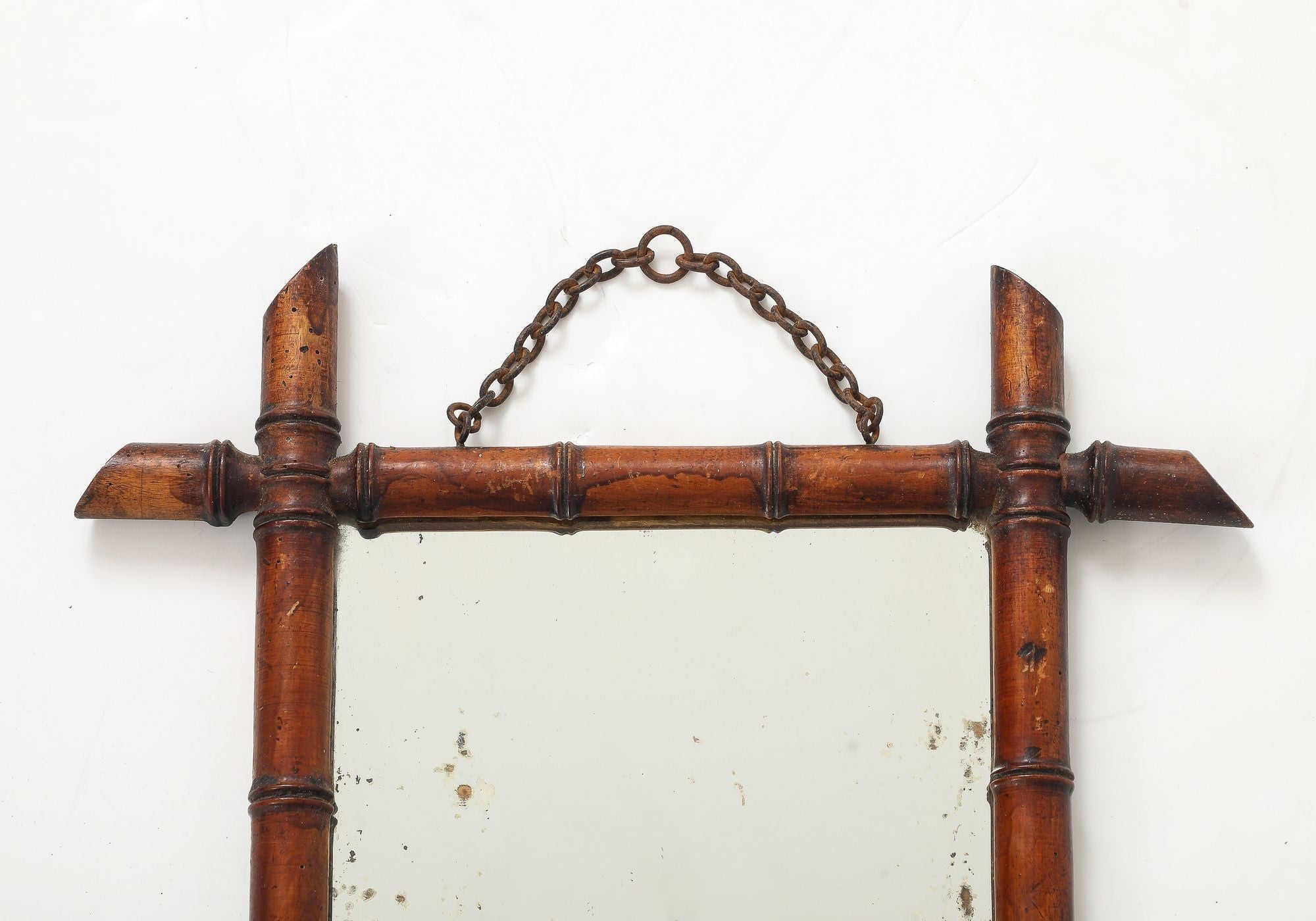 Small Faux Bamboo Carved Frame Mirror, England 1940s