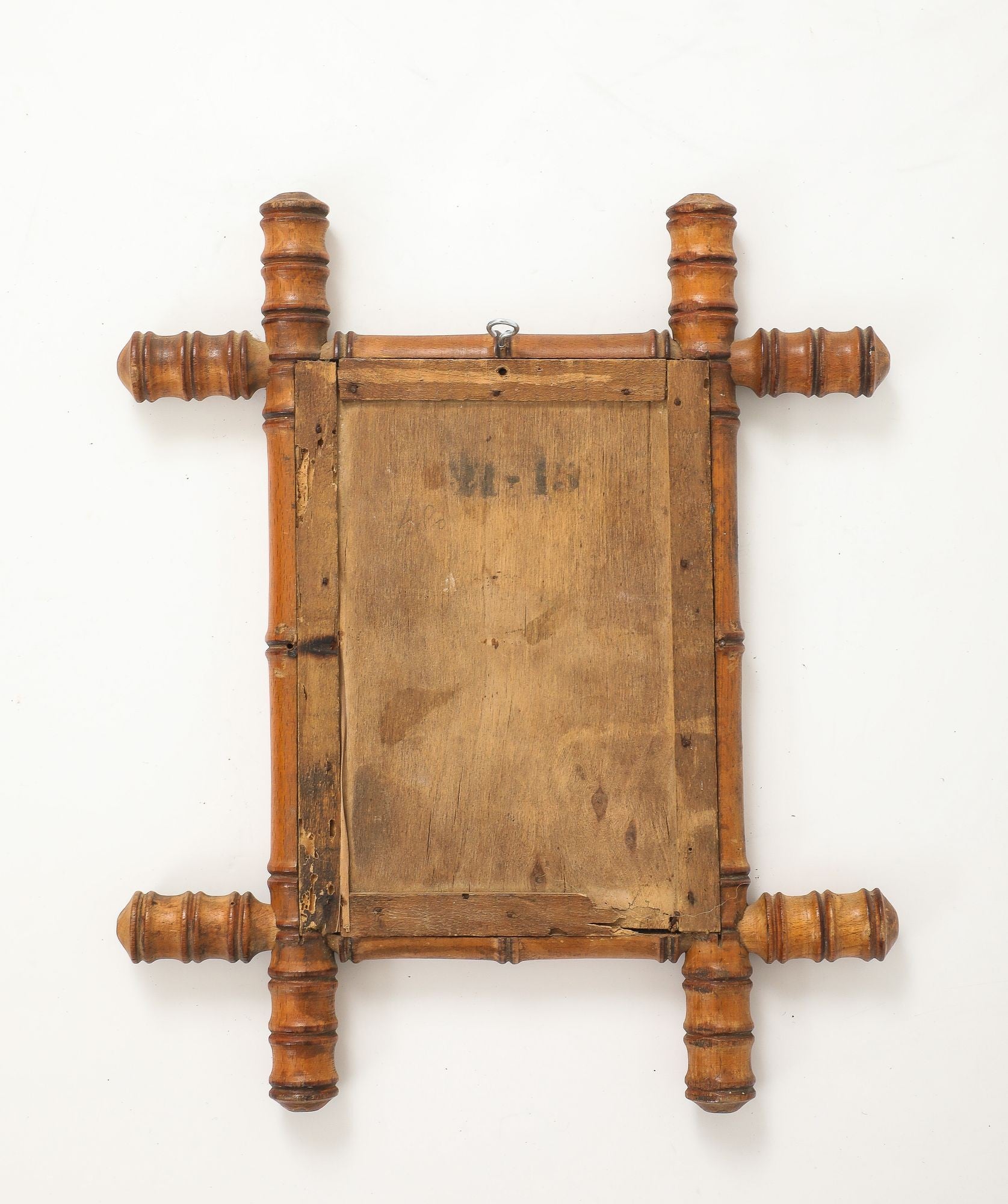 Small Faux Bamboo Carved Frame Mirror, England 1940s