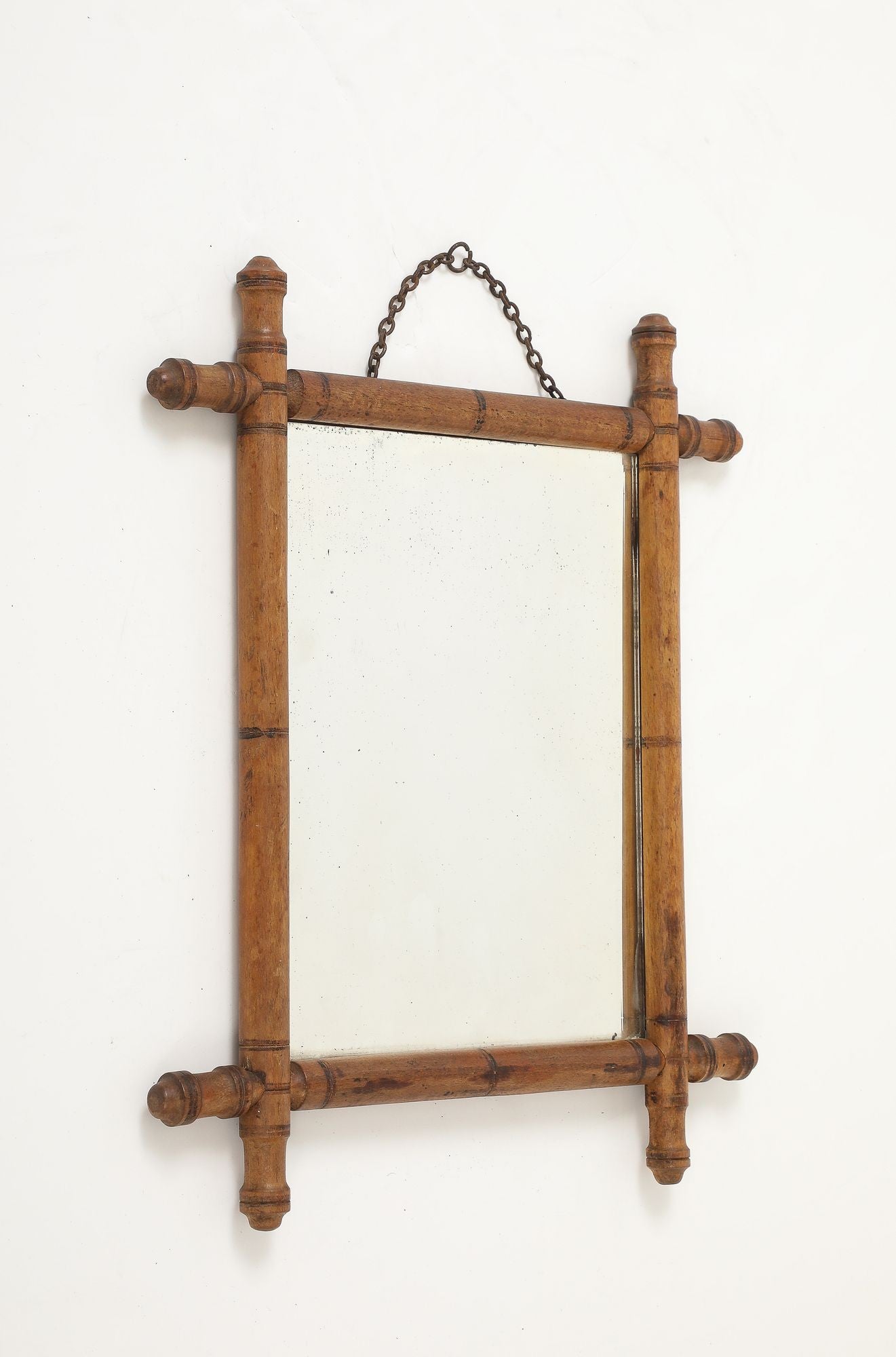 Small Faux Bamboo Carved Frame Mirror, England 1940s