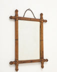 Small Faux Bamboo Carved Frame Mirror, England 1940s