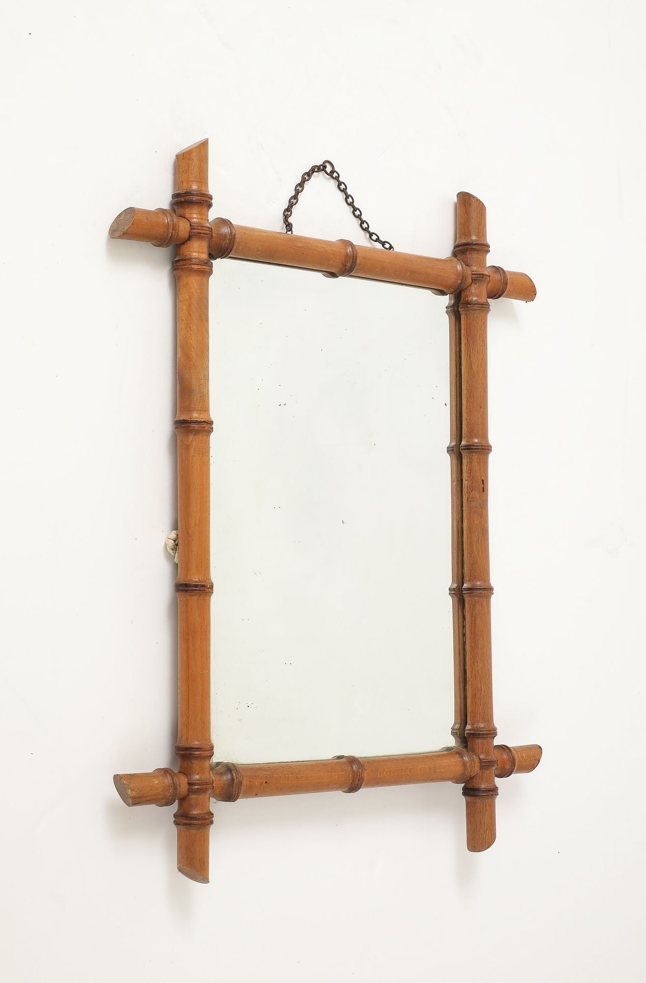 Small Faux Bamboo Carved Frame Mirror, England 1940s