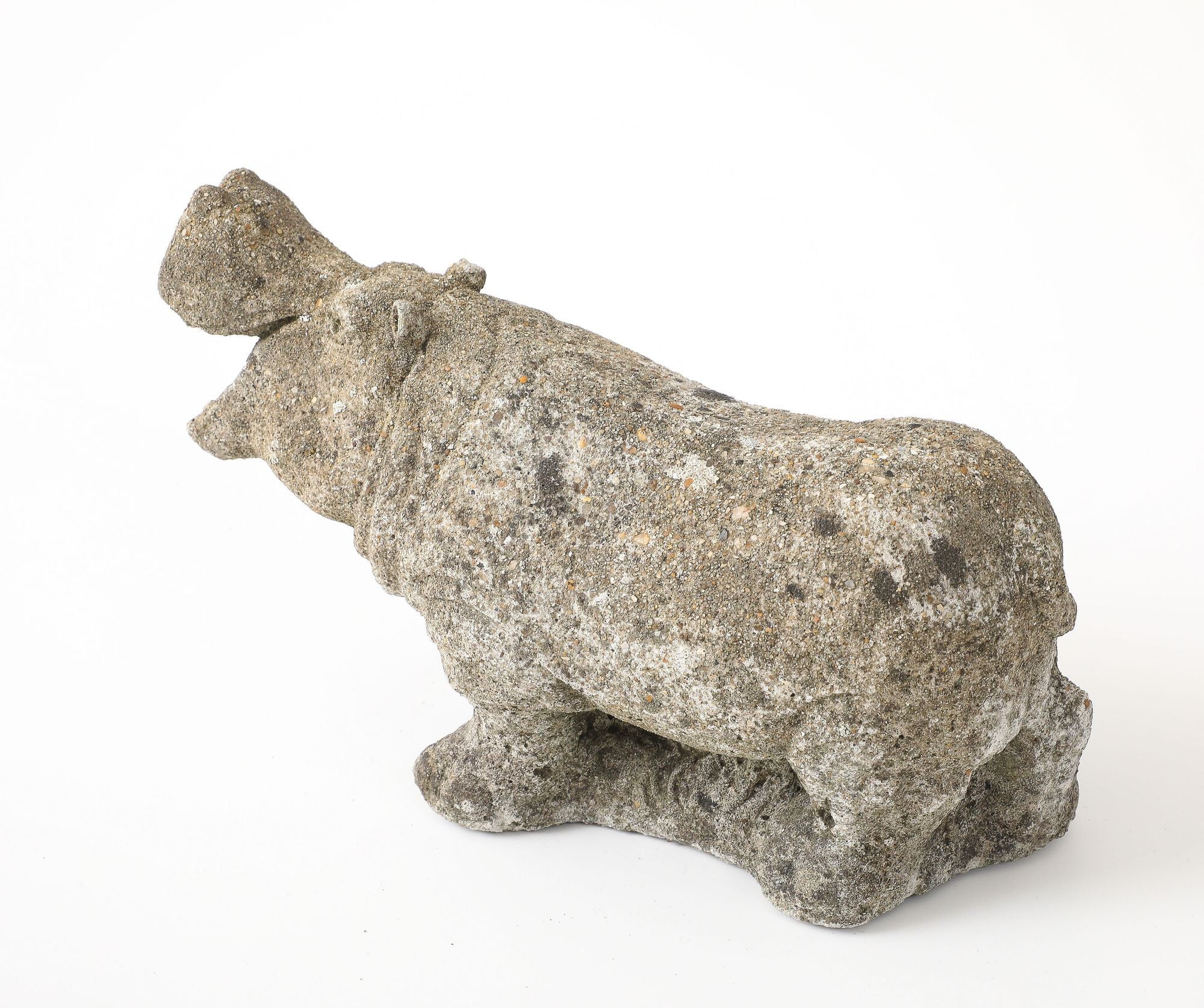 Composite Stone Hippopotamus Garden Ornament, English 20th Century
