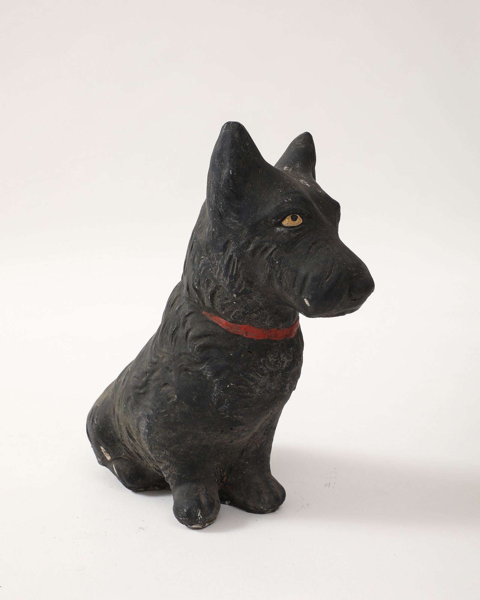 Black Scottie Dog Garden Ornament Reconstituted Stone, English Mid 20th C.