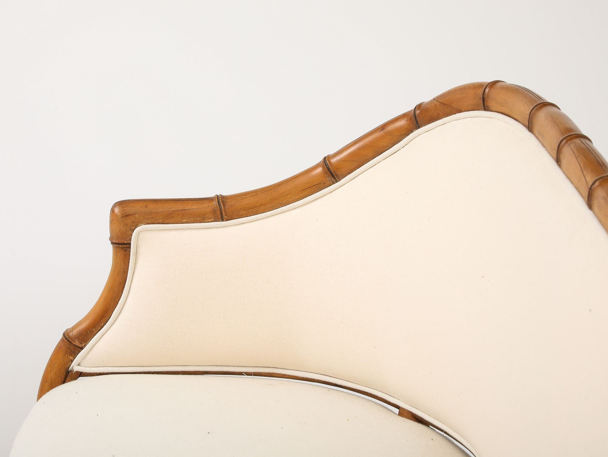 Faux Bamboo Carved Wood Settee, France Mid 20th C.