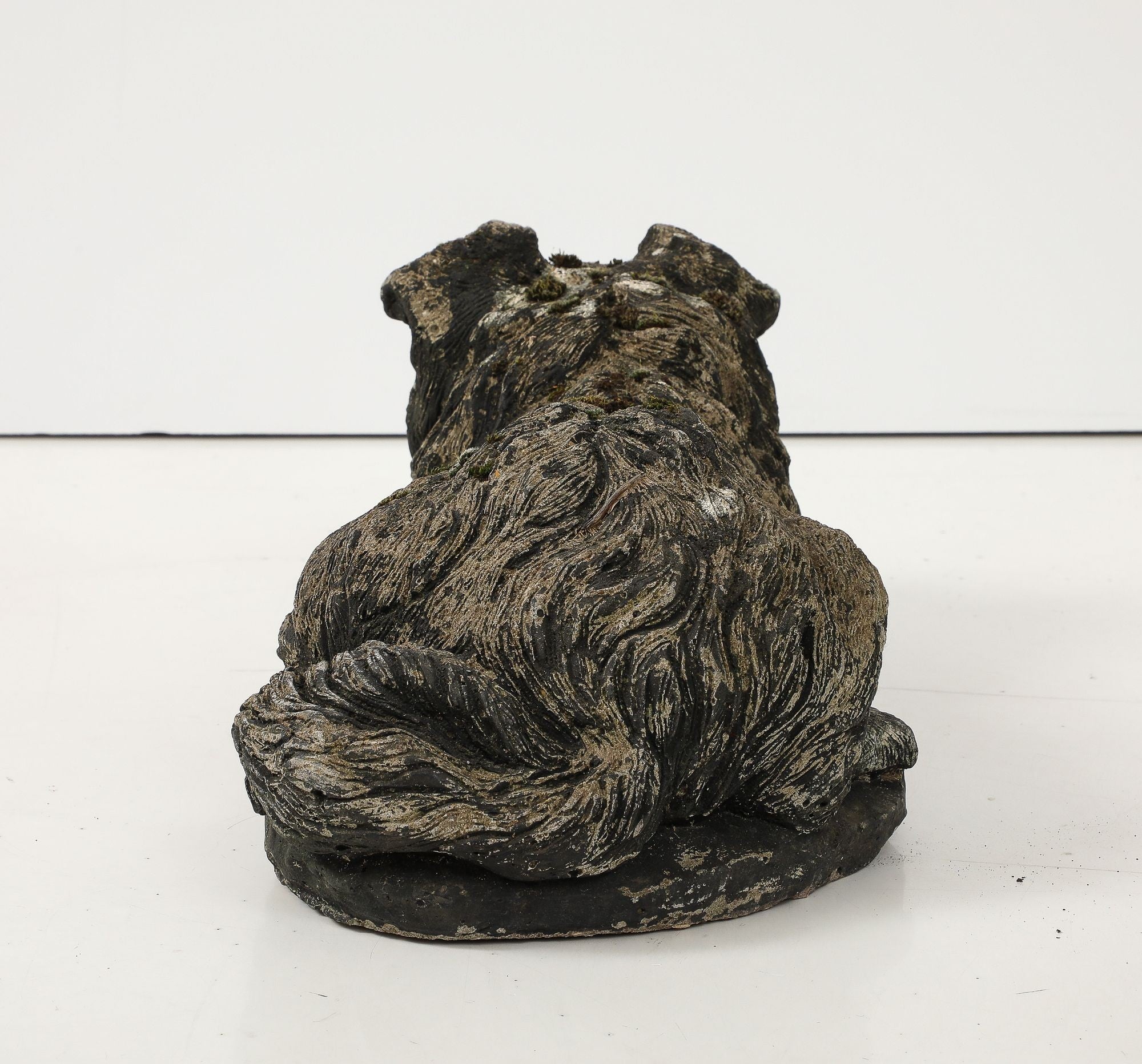 Reconstituted Black Stone Dog Garden Ornament, England 20th Century