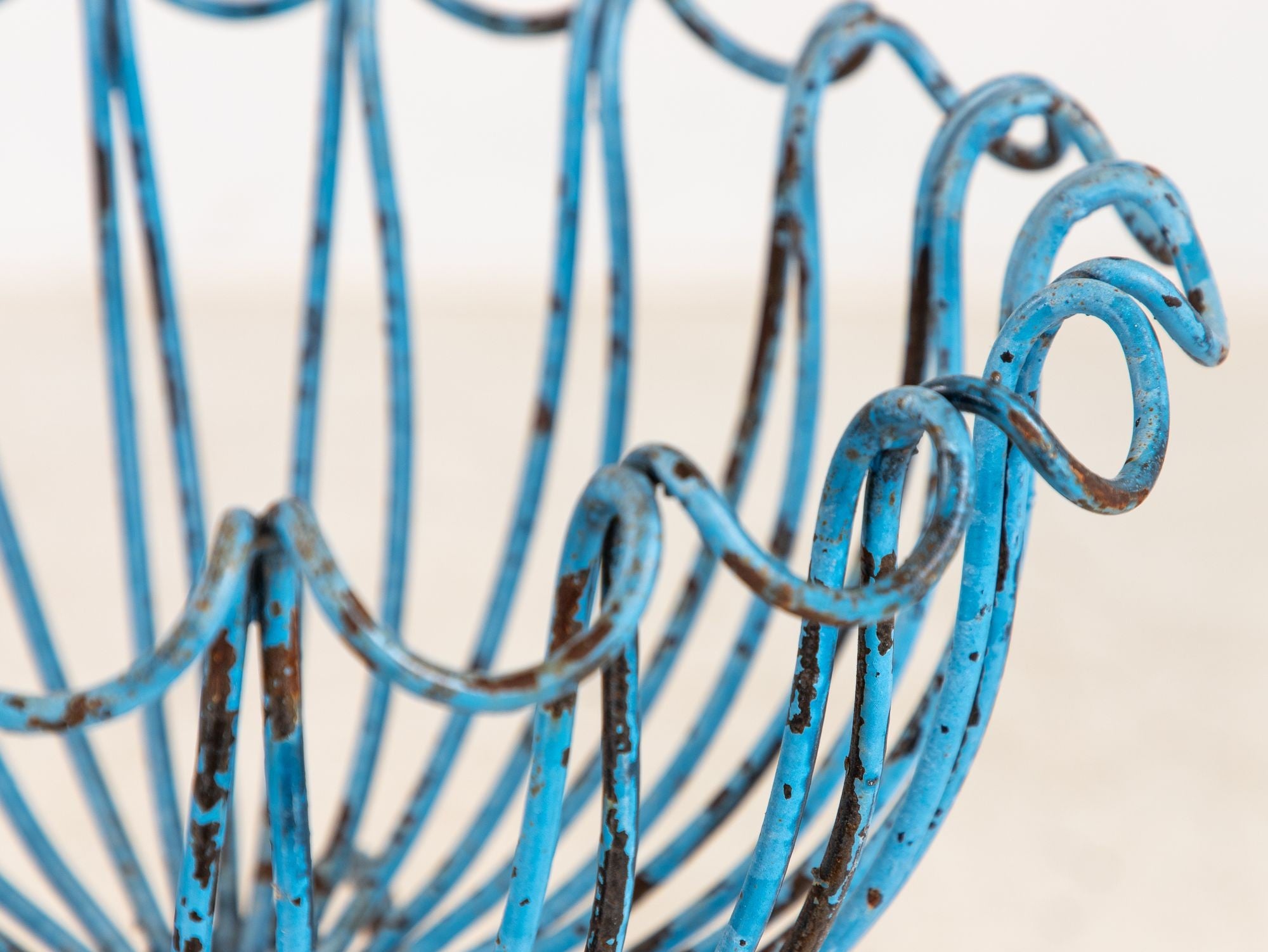 Pair of Blue Painted Iron Pedestal and Basket Planters, 1960s France
