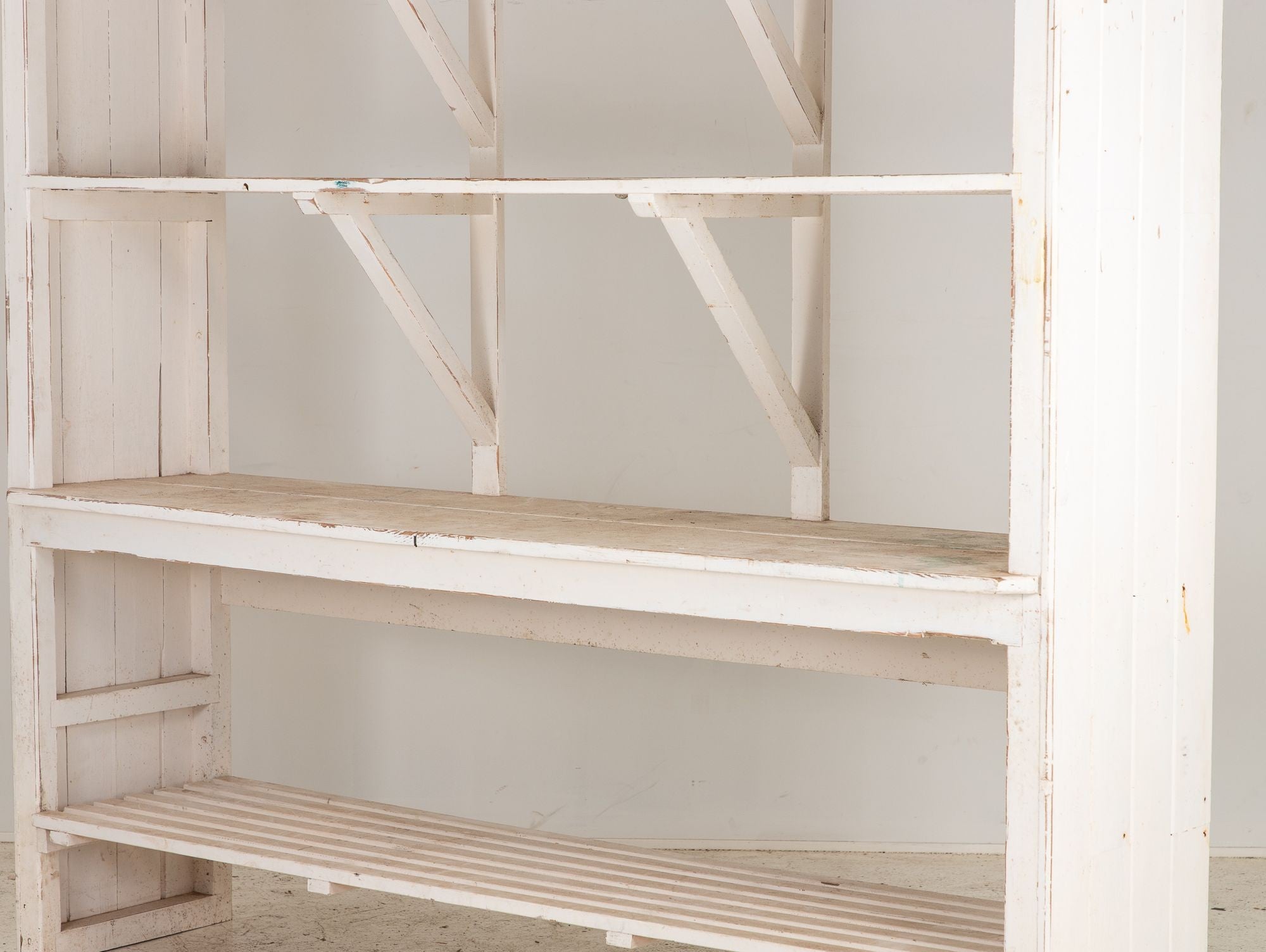 Large White Painted Wood Florist&#39;s Shelf, English mid 20th C.