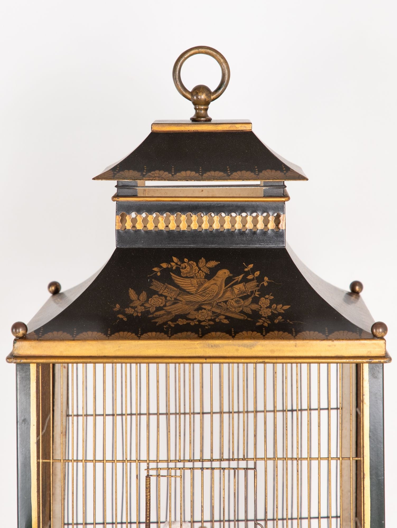 Regency Style Tole Birdcage on Stand, USA 20th Century