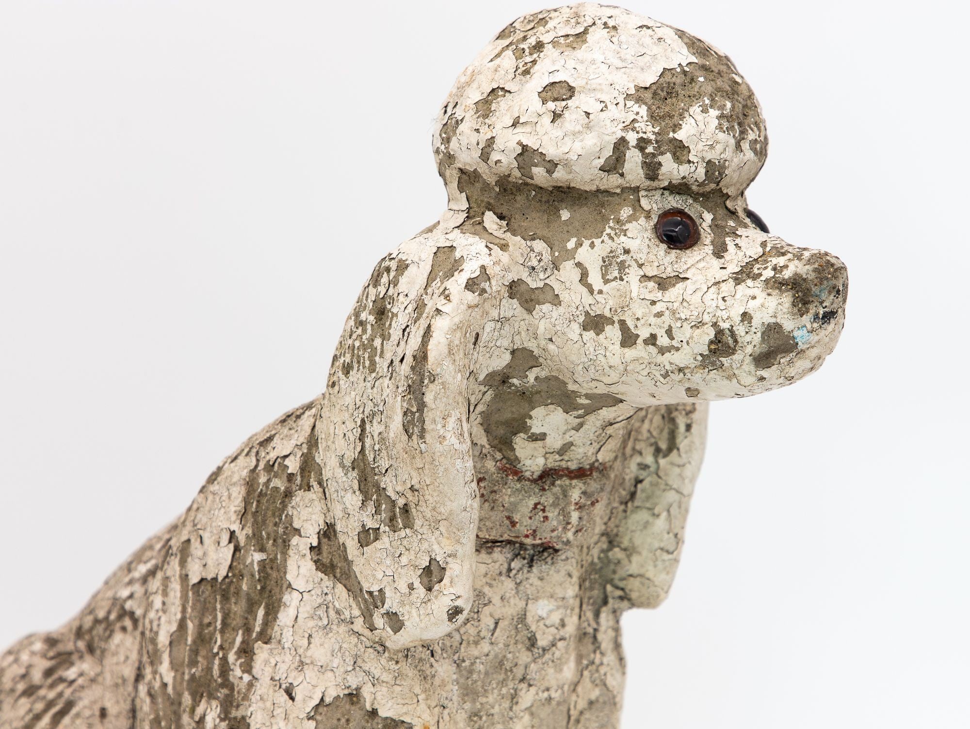 White Painted Reconstituted Stone Dog Poodle Garden Ornament, France 20th Century