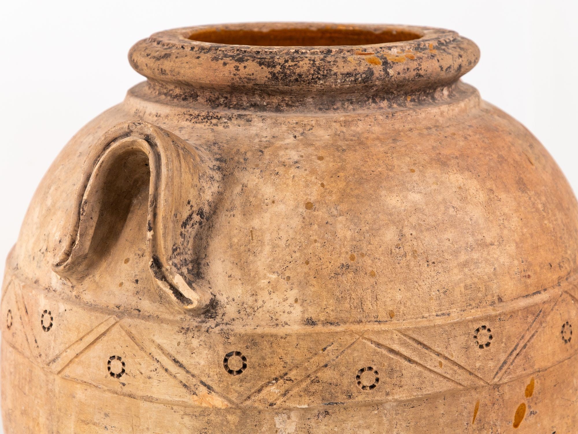 Large Mediterranean Terracotta Olive Jar with Two Handles, Mid-20th Century