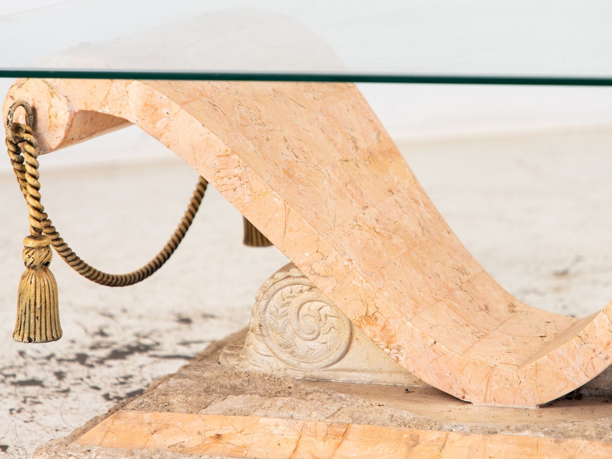 Tessellated Travertine Cocktail Table, France 1970s