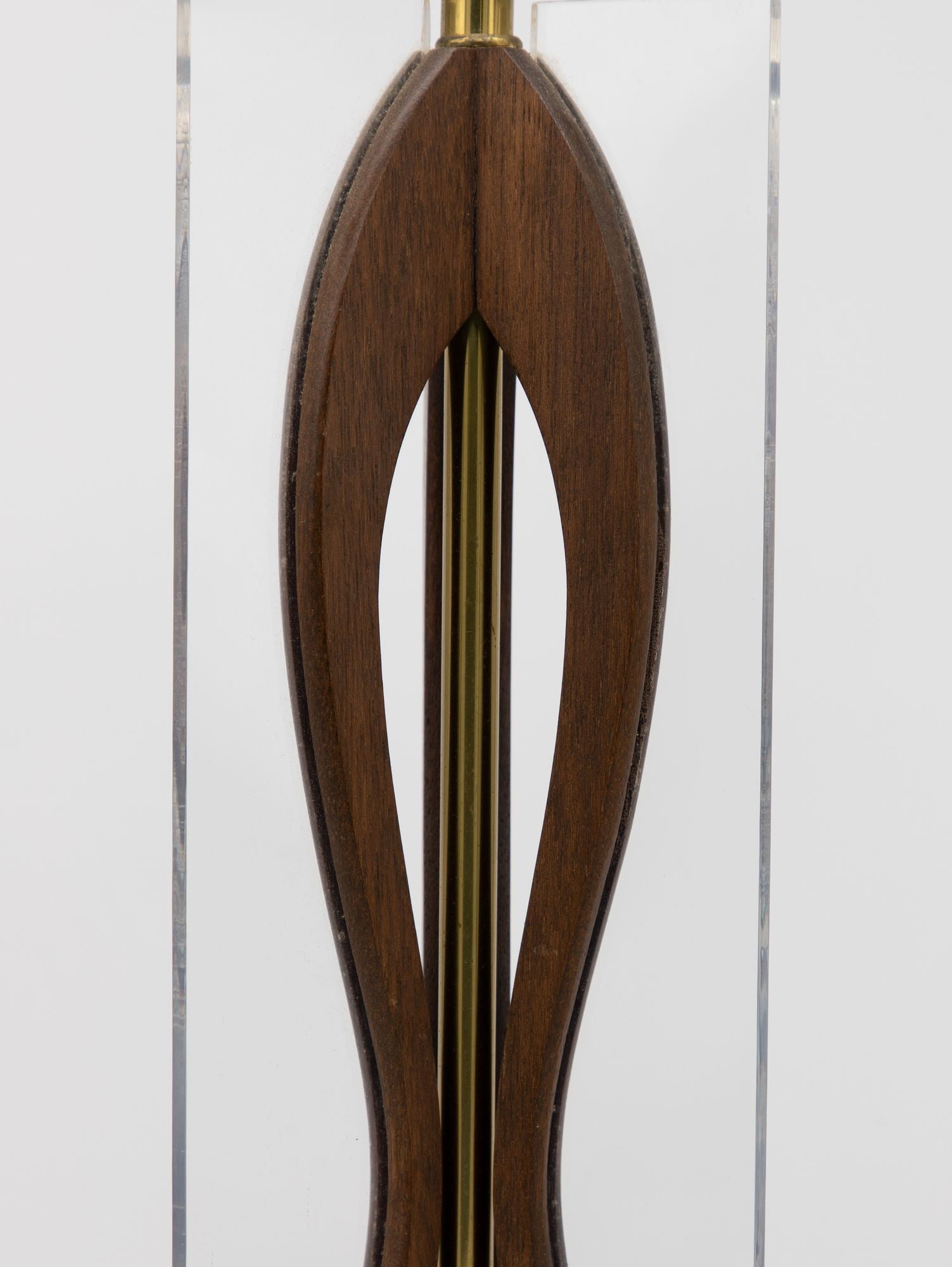 MId Century Modern Wood and Lucite Table Lamp, American Mid 20th C.