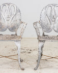 Pair White Painted Swan Back Aluminum Garden Armchairs, Sweden 1960s