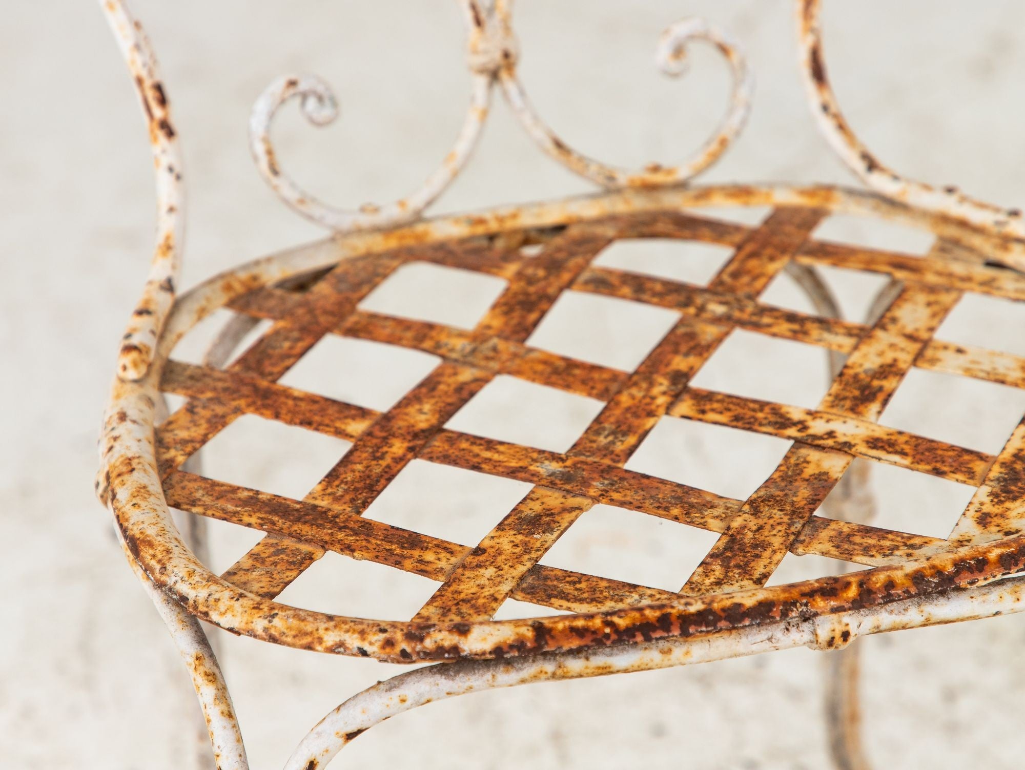 French Metal Strapwork Bistro Chairs, Pair, Mid 20th C.