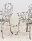 Pair White Painted Swan Back Aluminum Garden Armchairs, Sweden 1960s