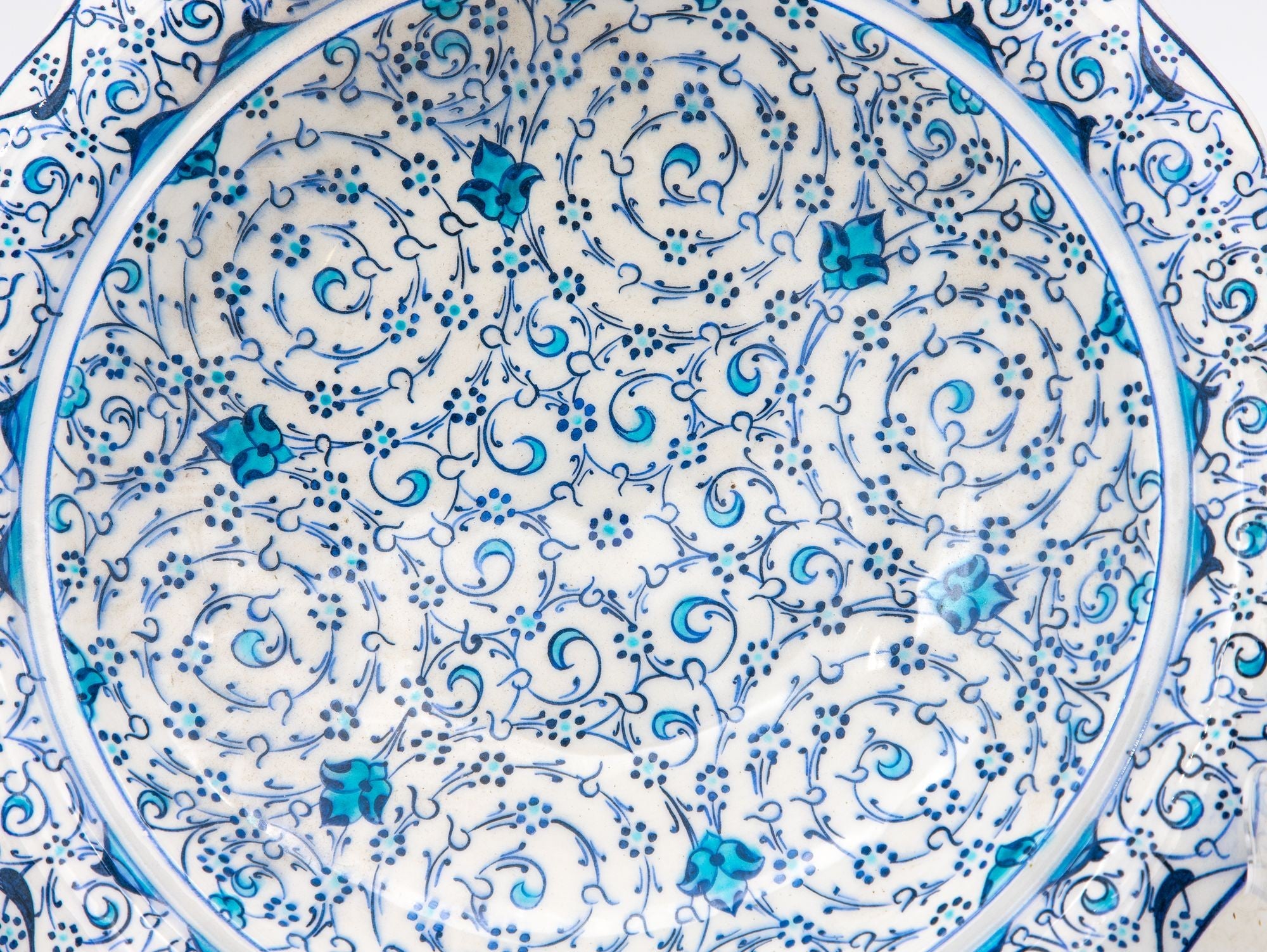 Vintage Iznik Plate in Turquoise, Blue, Cream, Early 20th C. Turkey