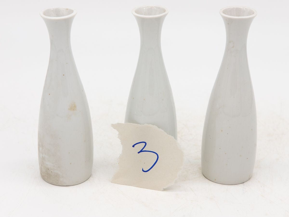 Collection of Three White Single Bud Vases, French Early 21st C.