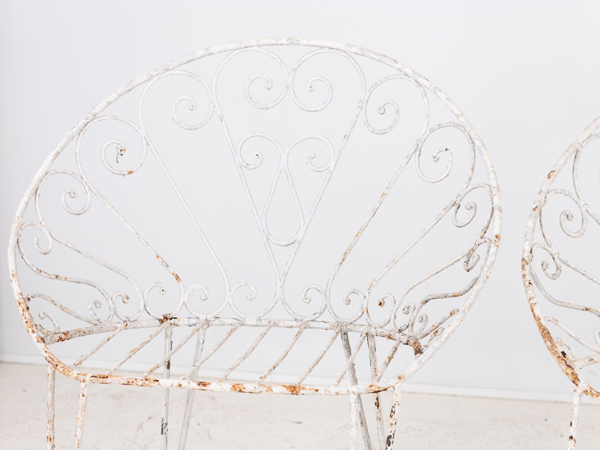 Pair of White Round Garden or Bistro Chairs, 1970s