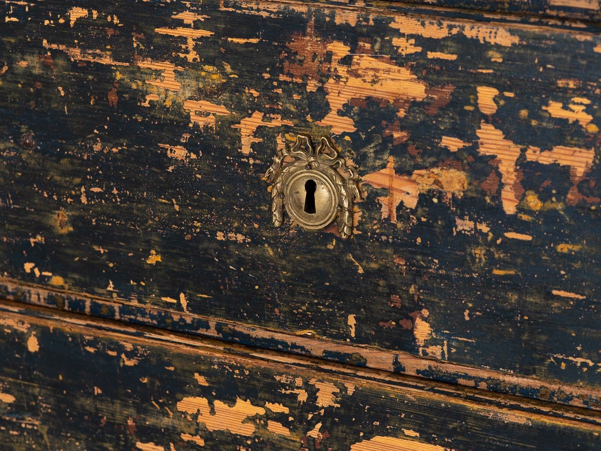 Gustavian Swedish Black Chest on Chest, early 19th Century