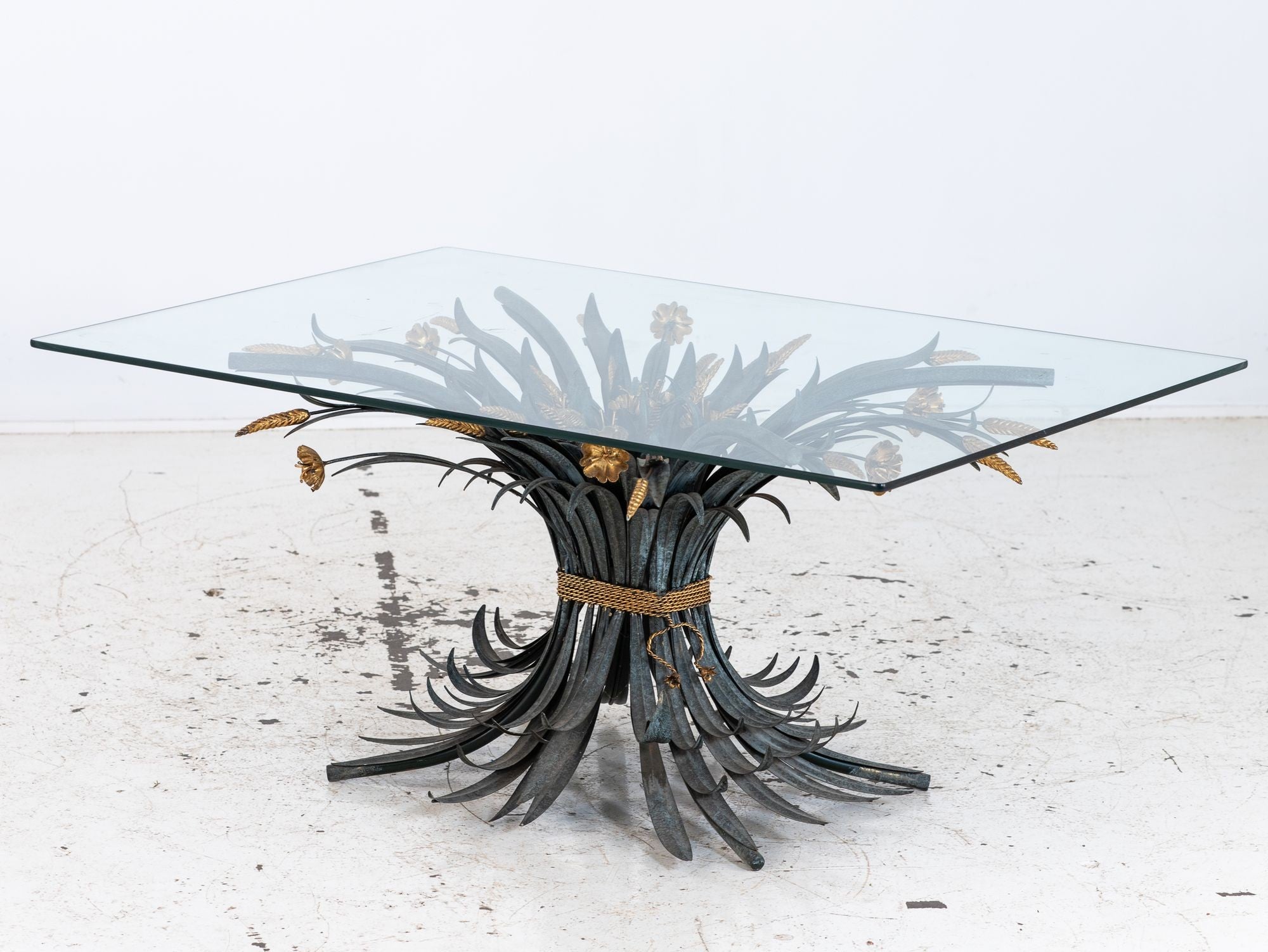 Hollywood Regency Gilt Metal Sheaf of Wheat Coffee Table, France Mid 20th C.