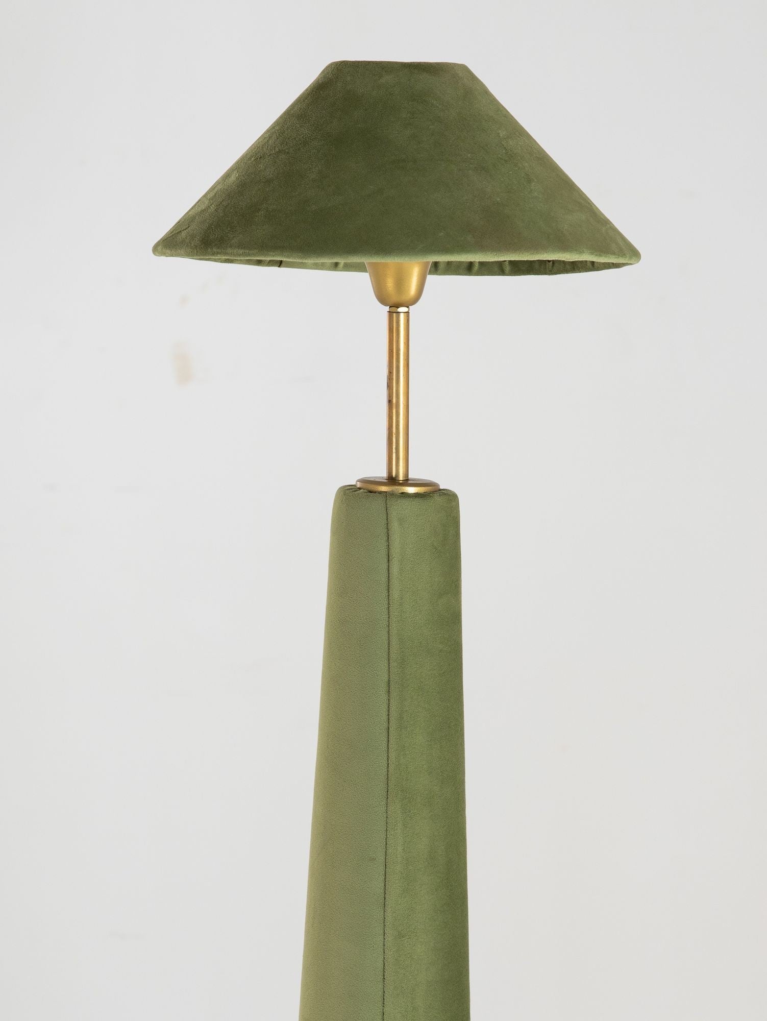 Pair of Moss Green Velvet Floor Lamps, French Late 20th C.