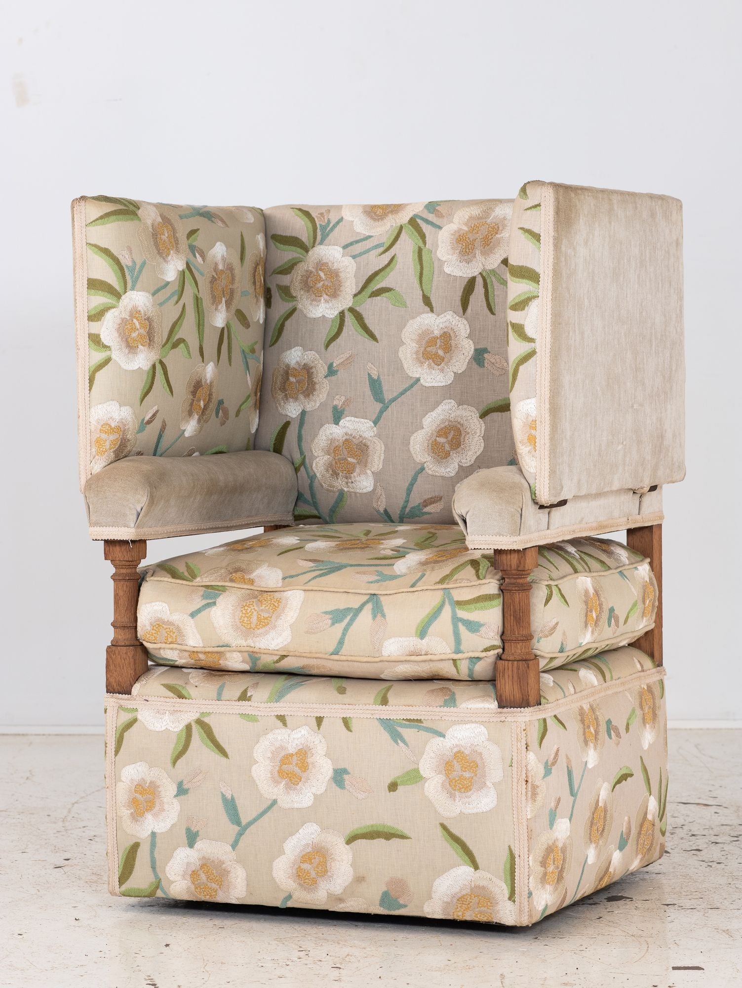 Upholstered Knowle Style Armchair, England Early 20th C.