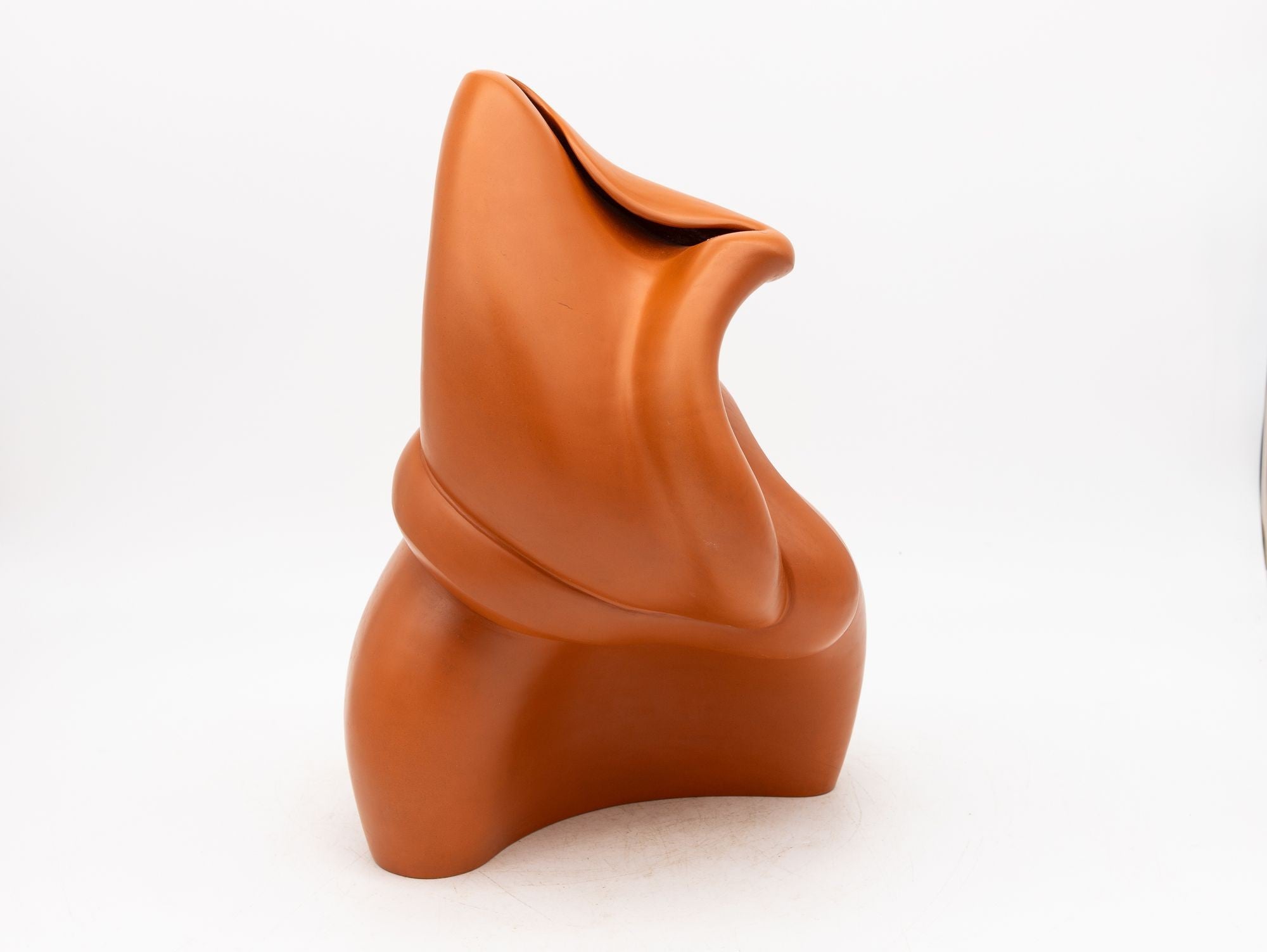 Modern Sculptural Terracotta Vase, England 1980s