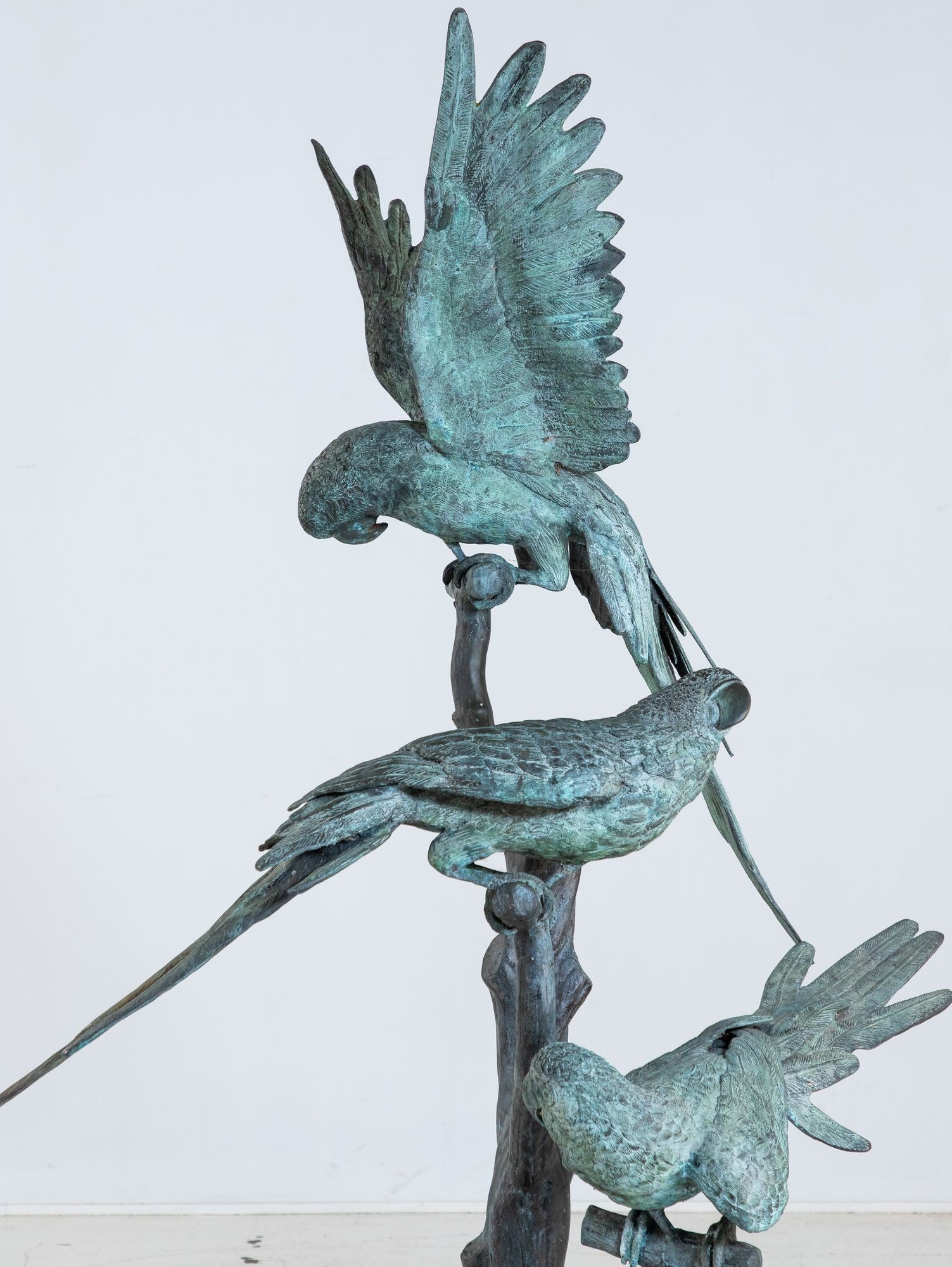 Bronze Sculpture of Three Parrots, Italy Mid 20th C.