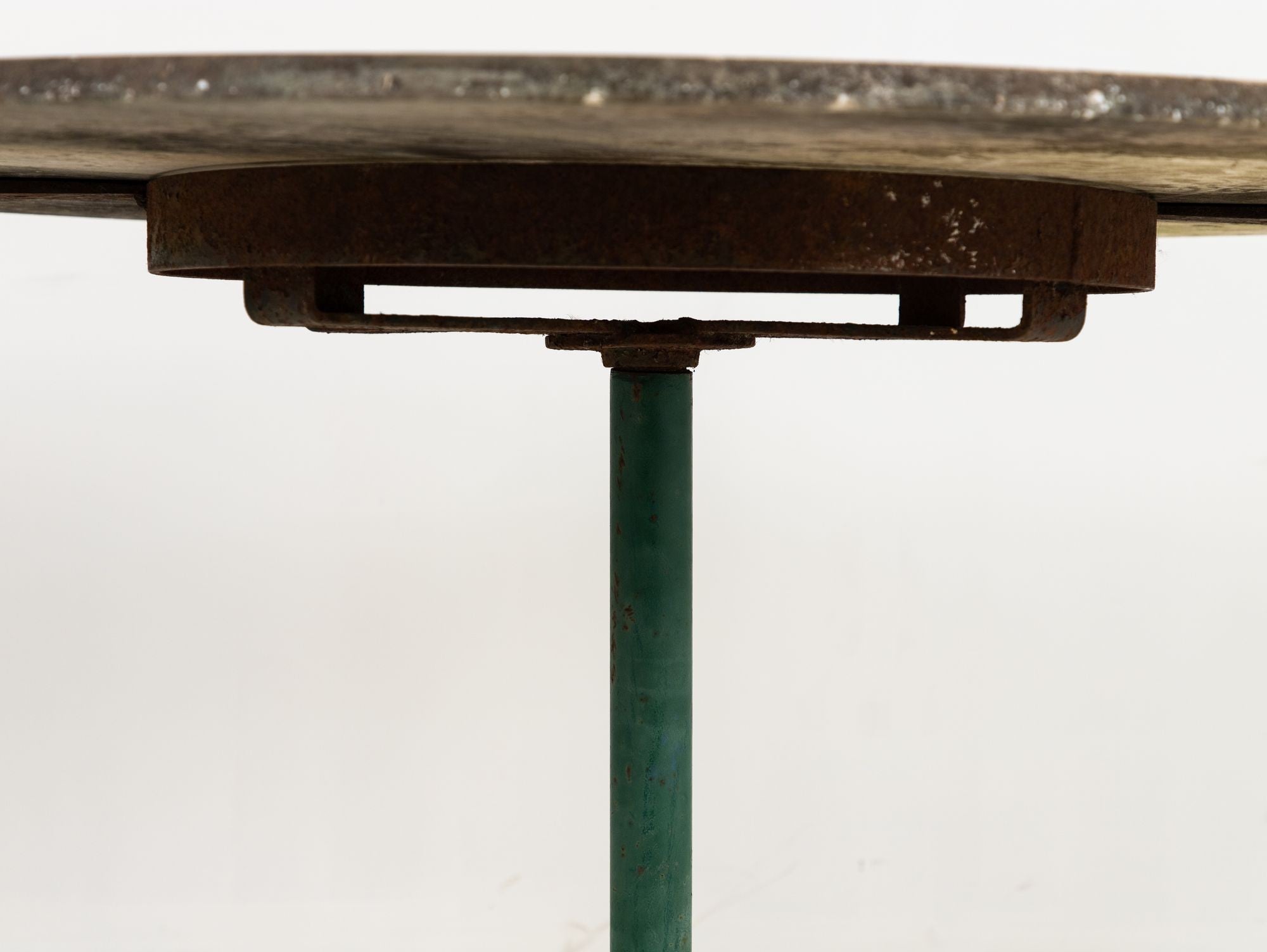 Marble Topped Garden or Pub Table with Green Iron Base, French 20th c.
