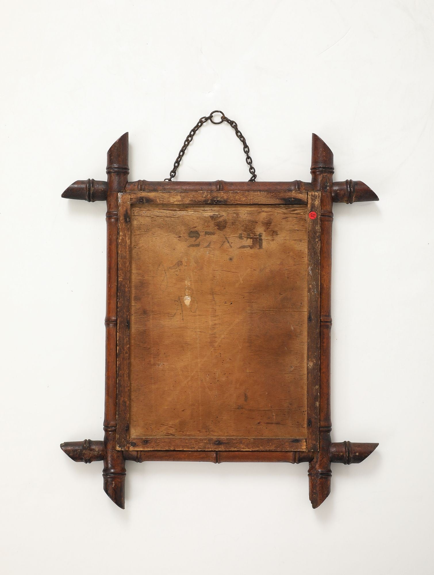 Small Faux Bamboo Carved Frame Mirror, England 1940s