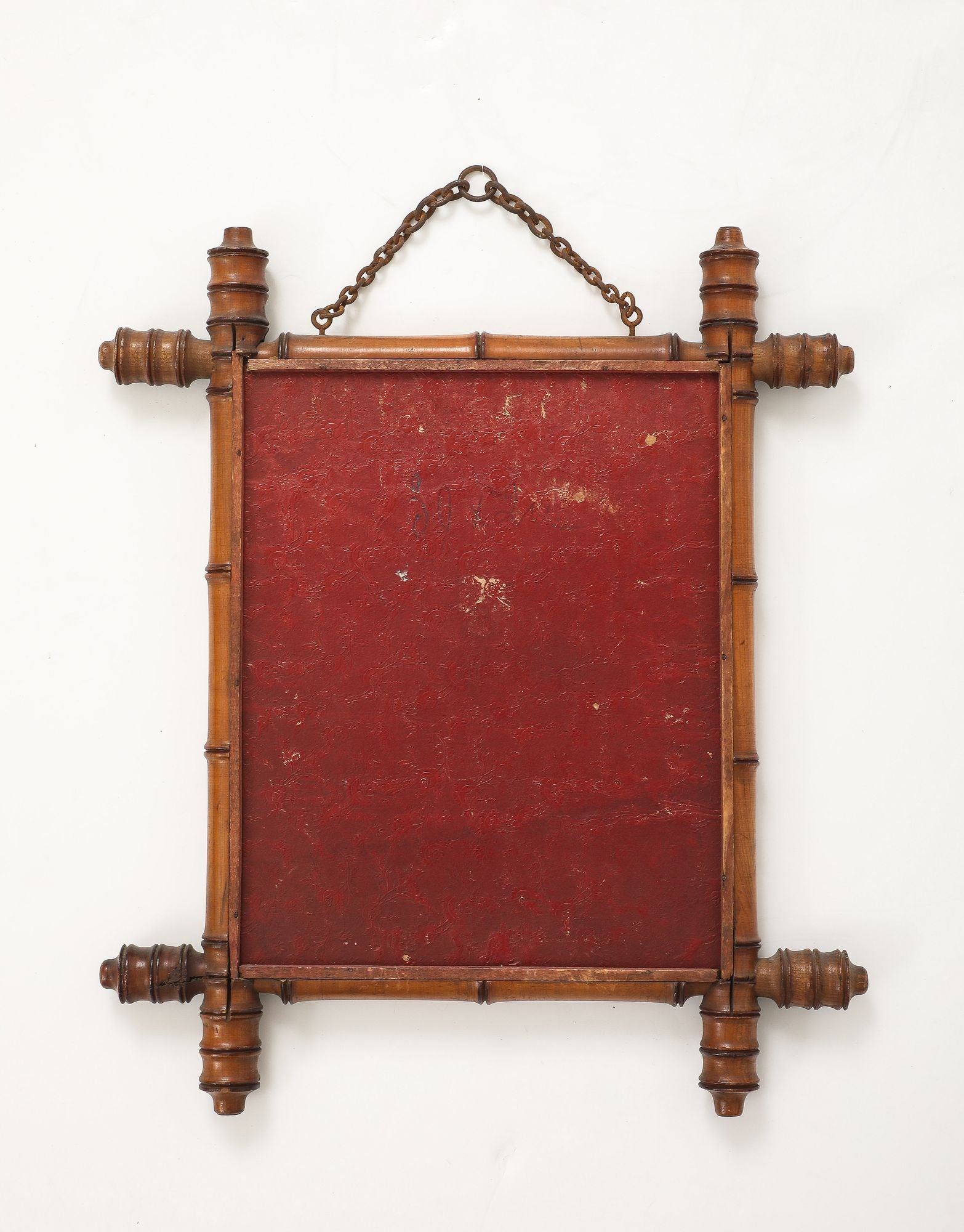 Small Faux Bamboo Carved Frame Mirror, England 1940s