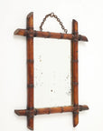 Small Faux Bamboo Carved Frame Mirror, England 1940s