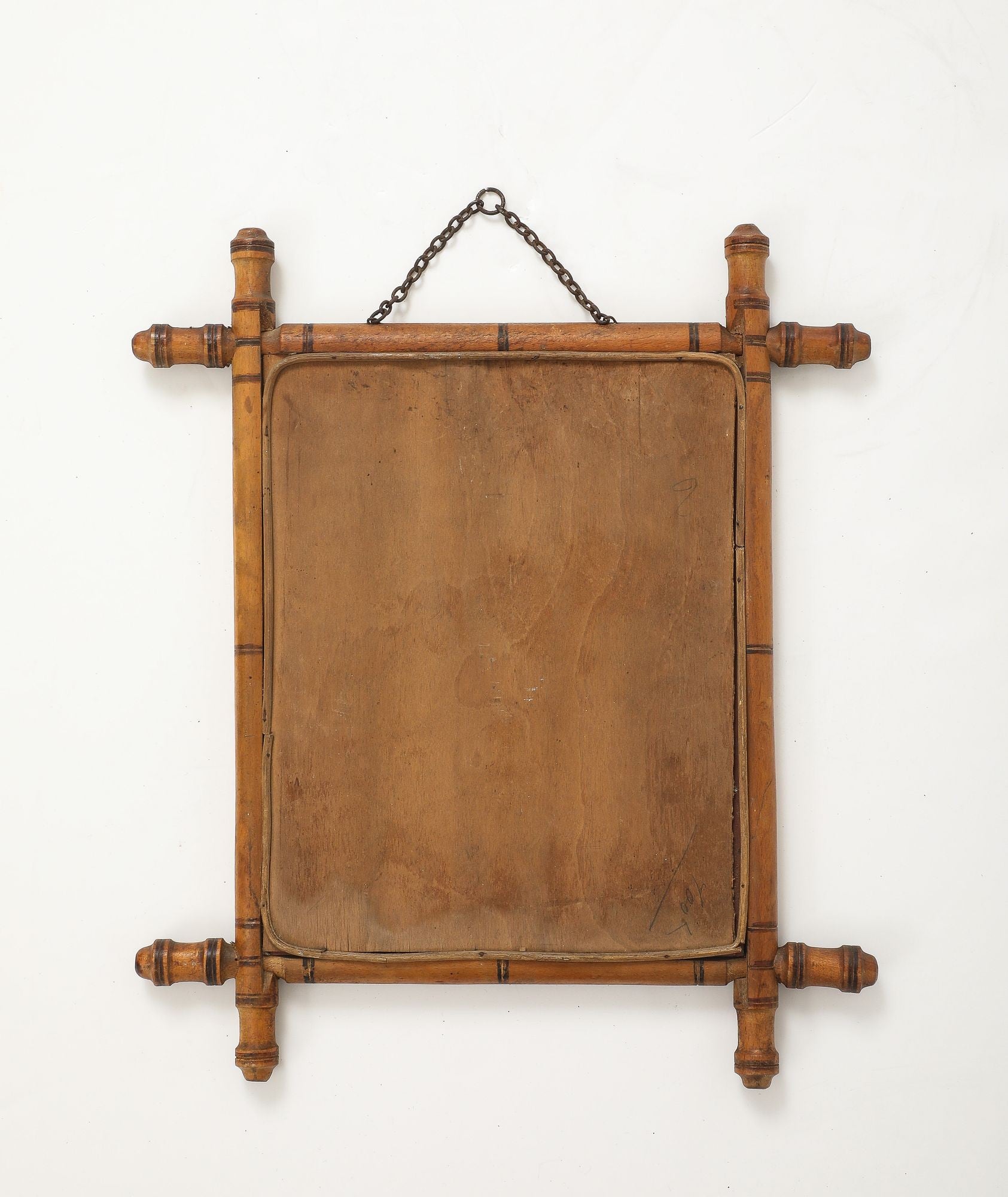 Small Faux Bamboo Carved Frame Mirror, England 1940s