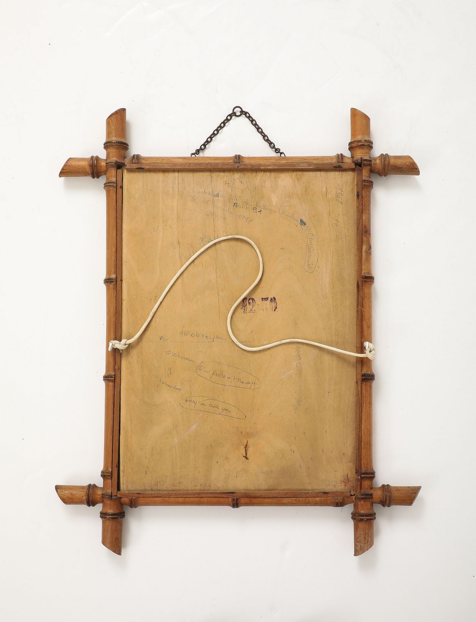 Small Faux Bamboo Carved Frame Mirror, England 1940s